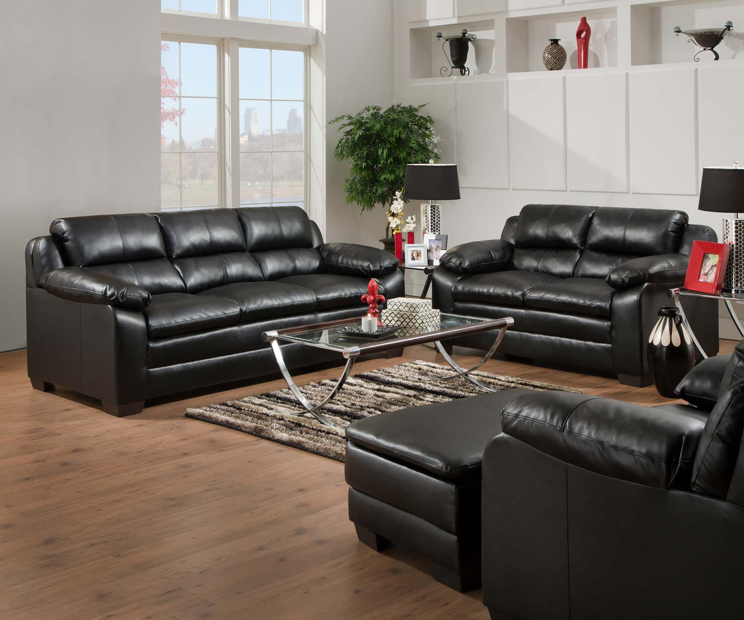 Global Furniture USA 5066 Ottoman - Bonded Leather - Black