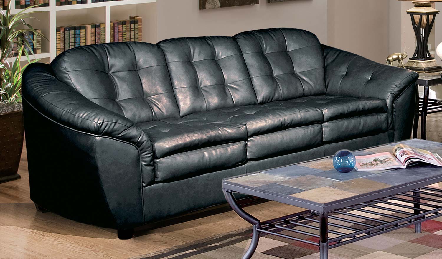 Global Furniture USA 5200 Sofa - Bonded Leather - Black GF-U5200-S At ...