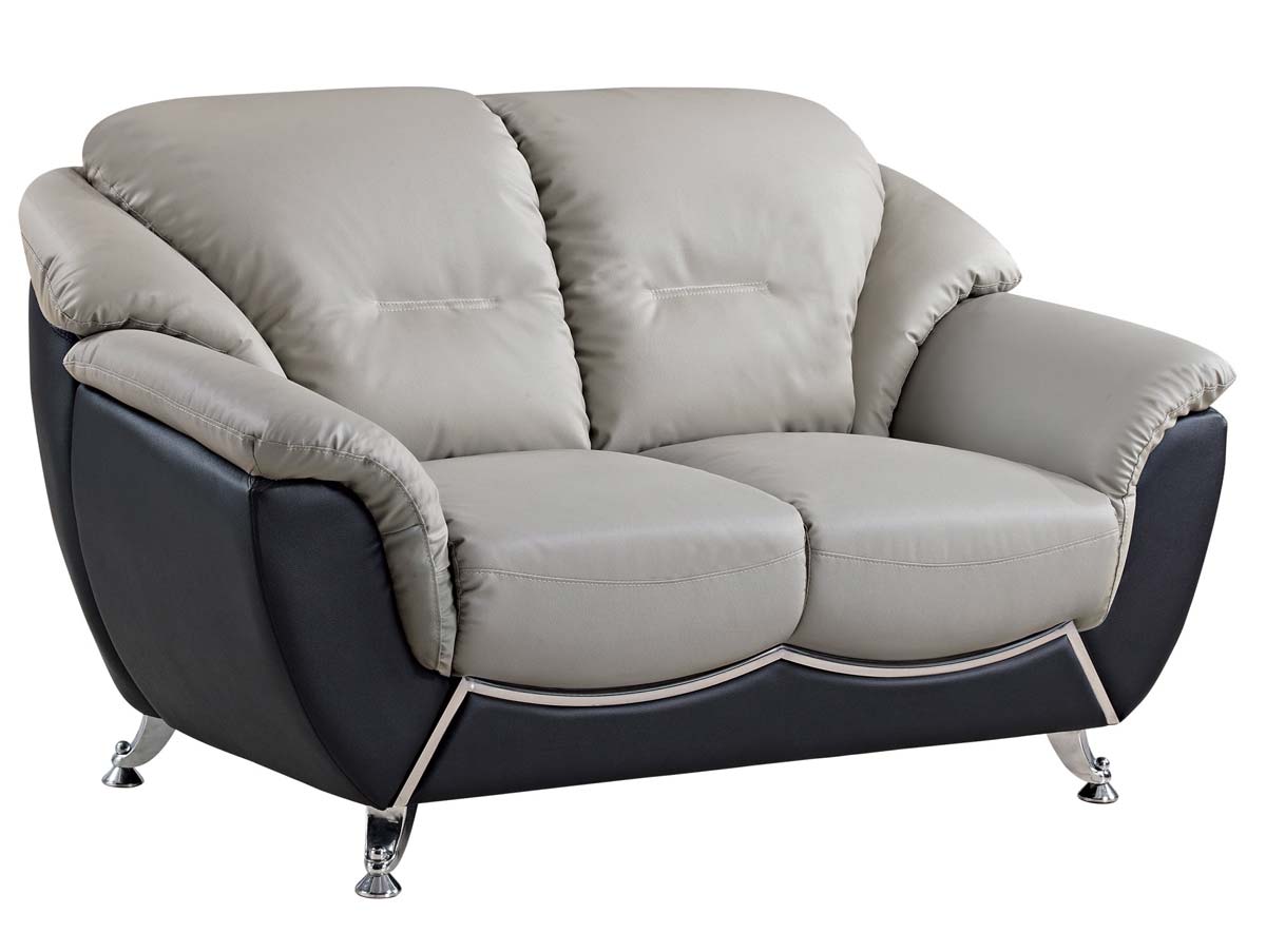 Global Furniture USA 6018 Love Seat - Gray/Black - Bonded Leather/Metal Legs