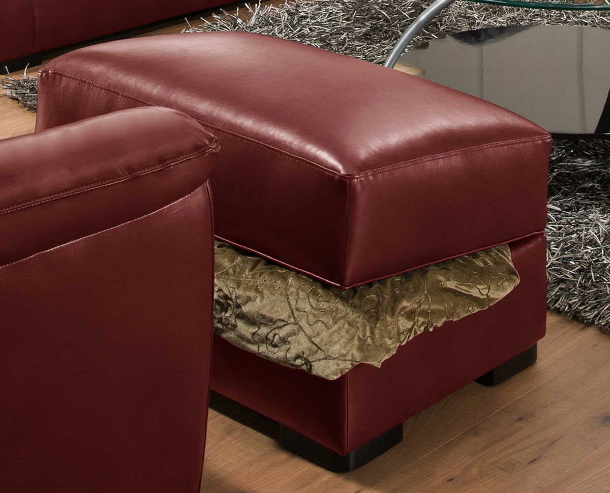 Global Furniture USA 6541 Storage Ottoman - Bonded Leather - Crimson