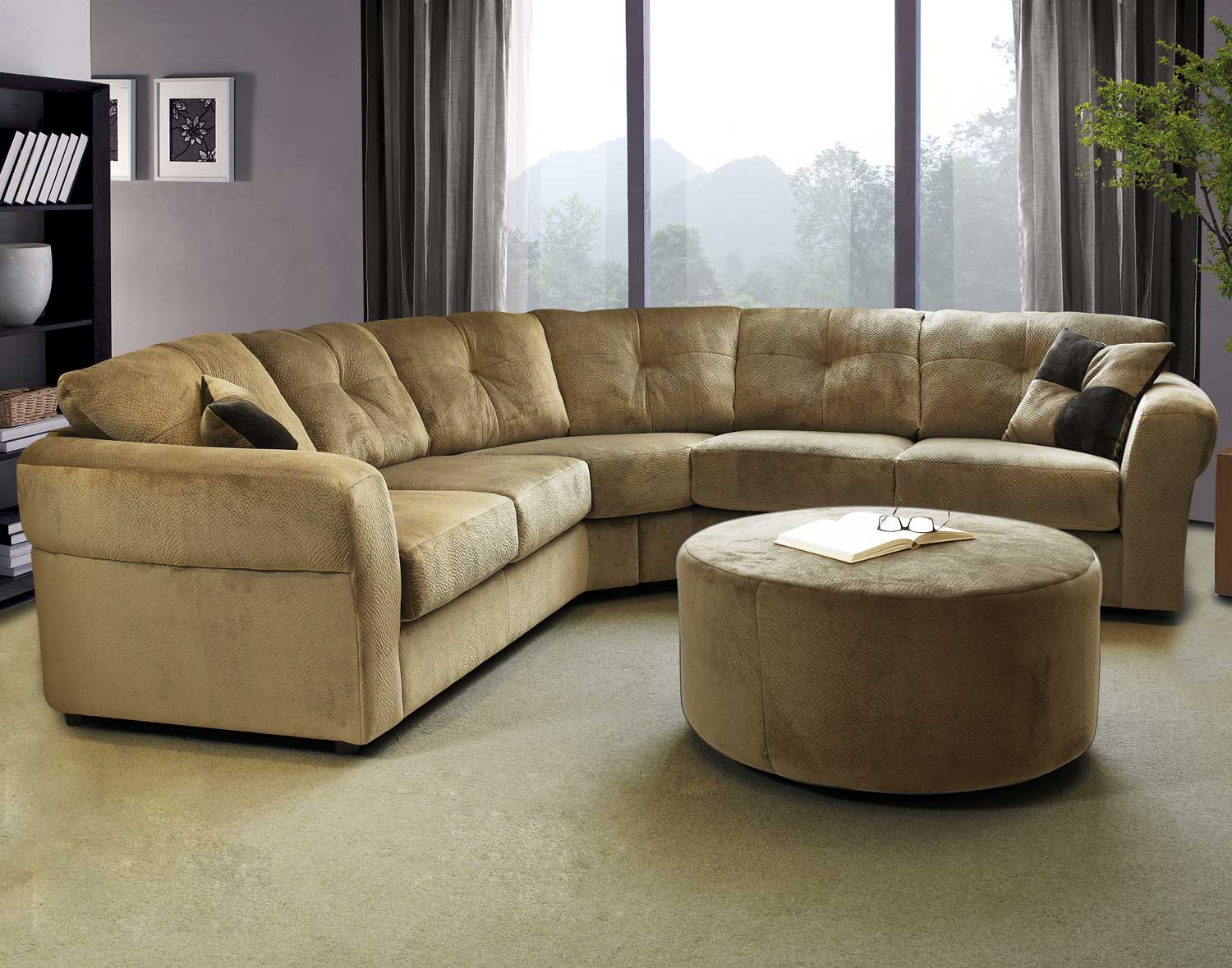 Global Furniture USA 7505 Sectional Sofa Set - Olympian Fabric - Mocha