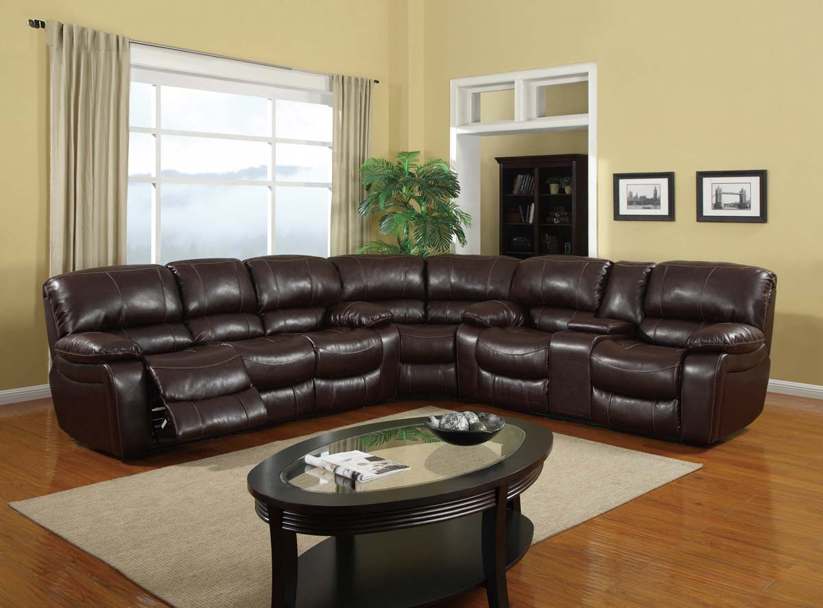 Global Furniture USA 8122 3 Piece Sectional Sofa - Bonded Leather - Burgundy