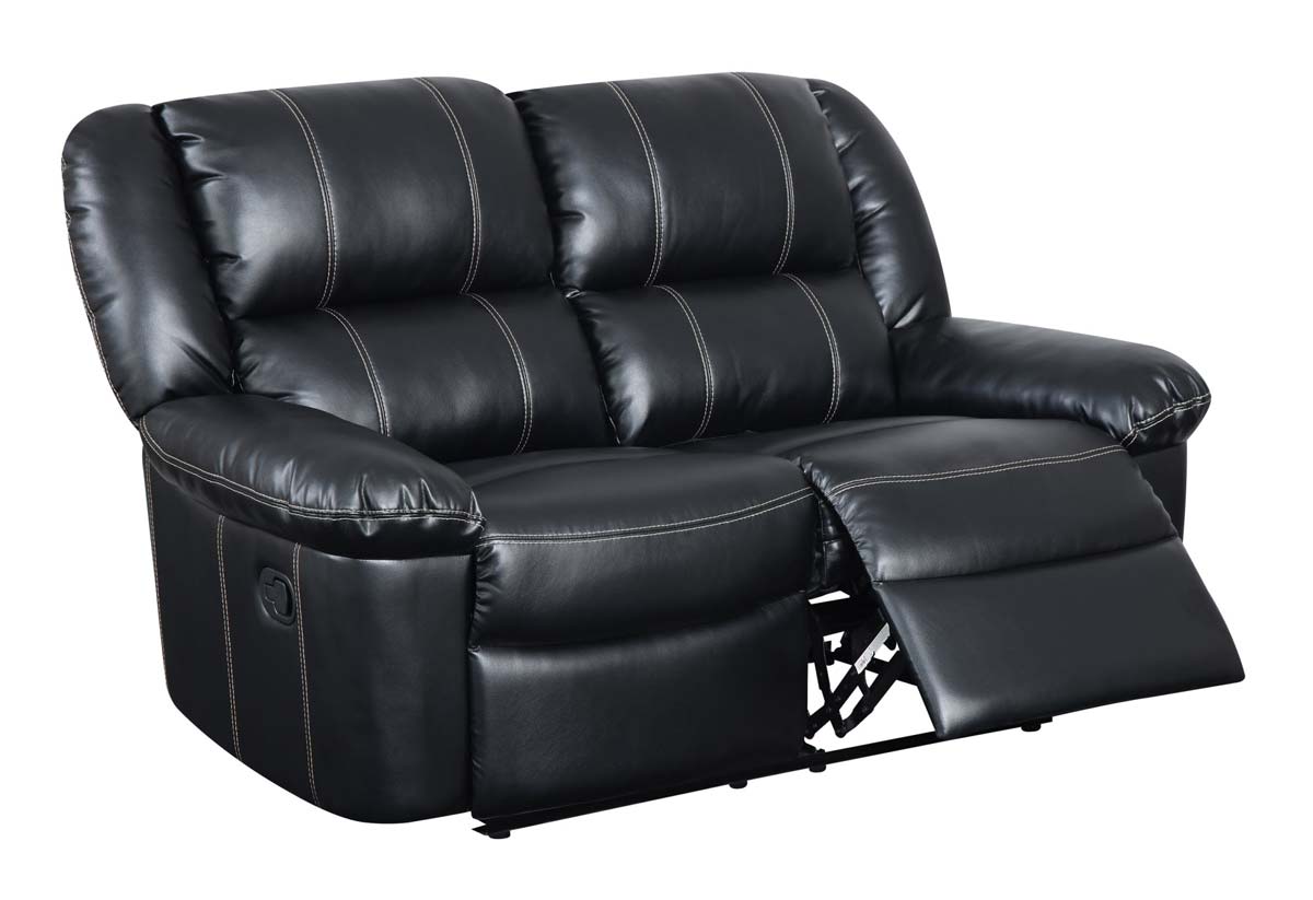 Global Furniture USA 9966 Reclining Love Seat - Bonded Leather - Black