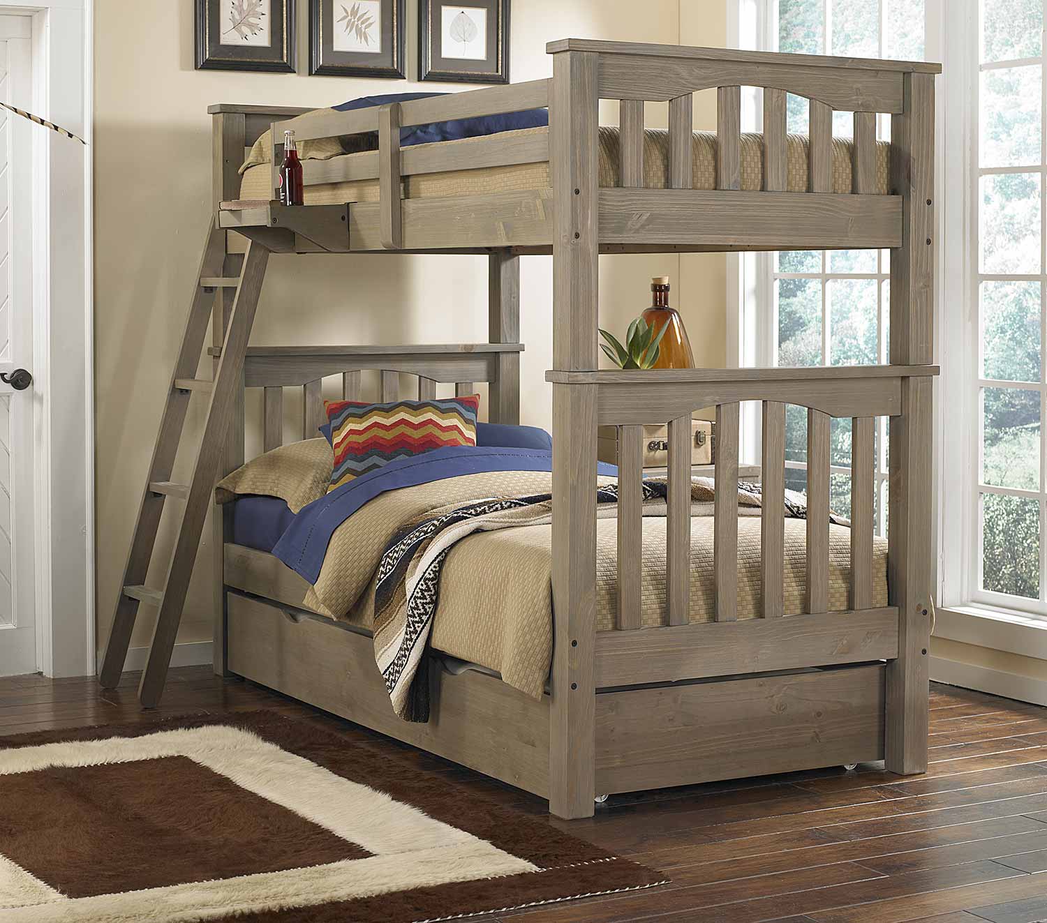 NE Kids Highlands Harper Twin/Twin Bunk With Trundle - Driftwood