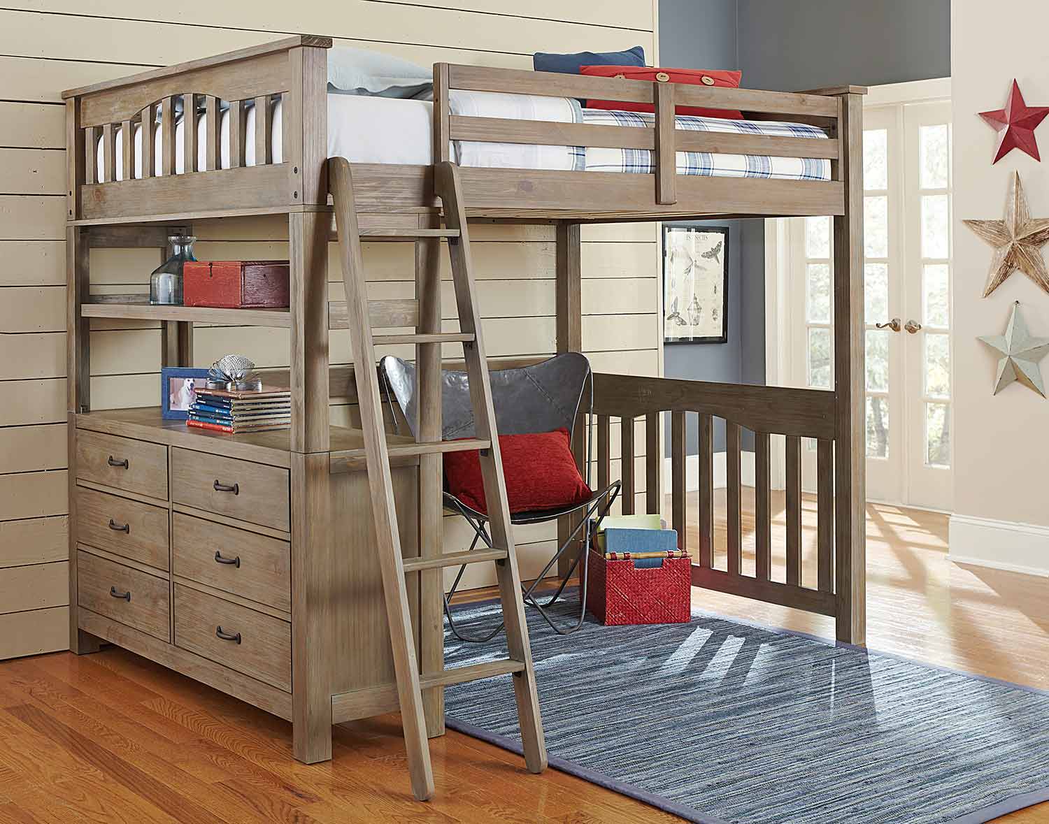 NE Kids Highlands Loft Bed - Driftwood