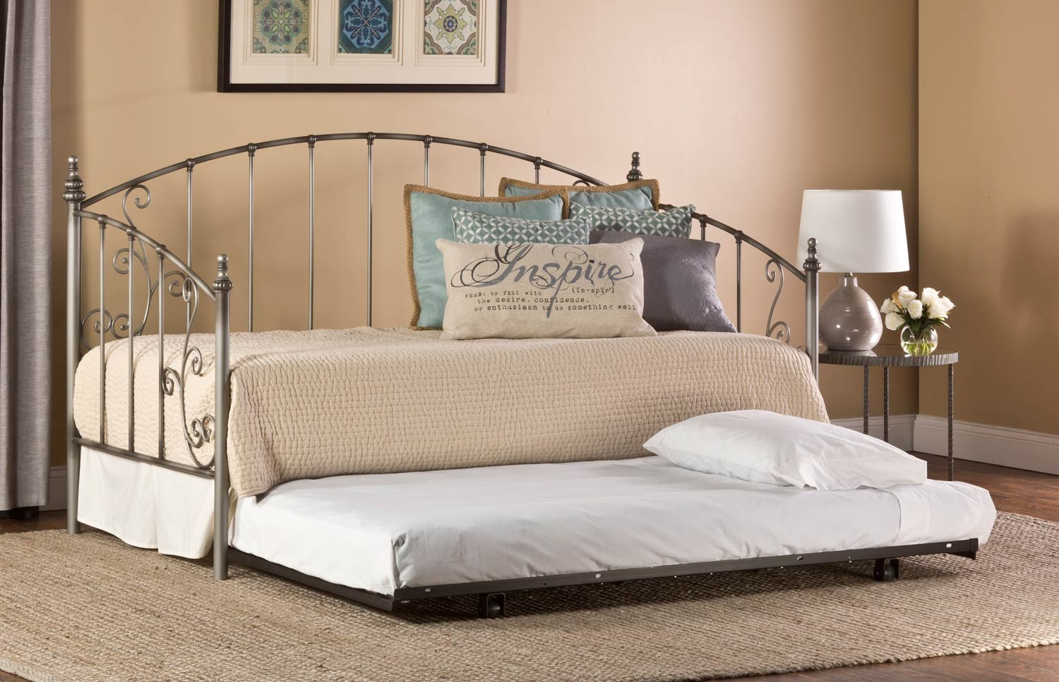 Hillsdale Ivy Daybed with Roll-Out Trundle - Aged Pewter
