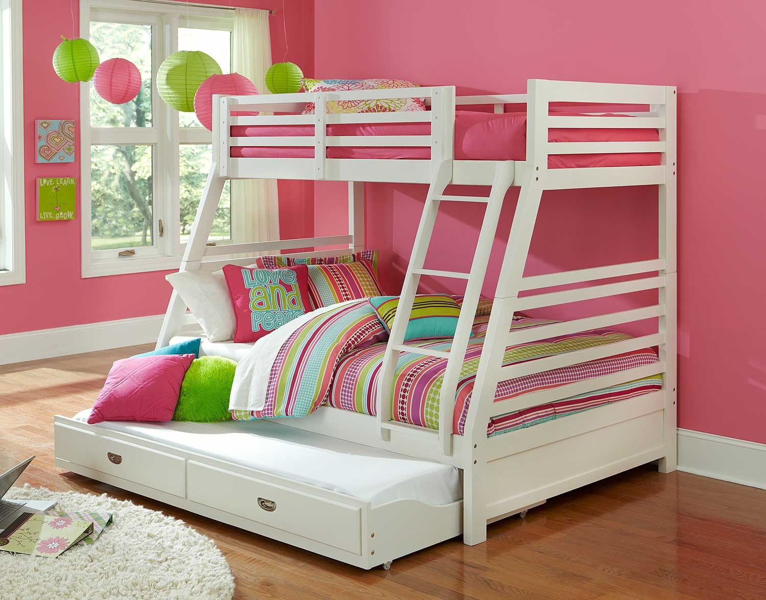 Hillsdale Bailey Twin/Full Bunk Bed with Trundle - White