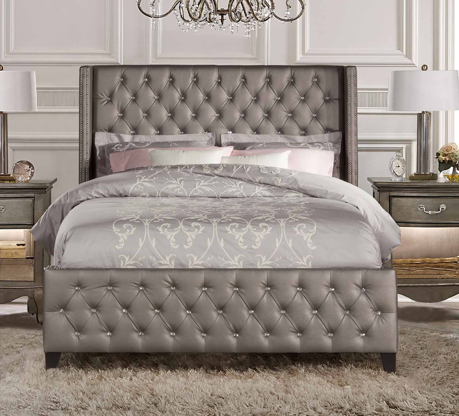 Hillsdale Memphis Bed - Diva/Textured Pewter Faux Leather