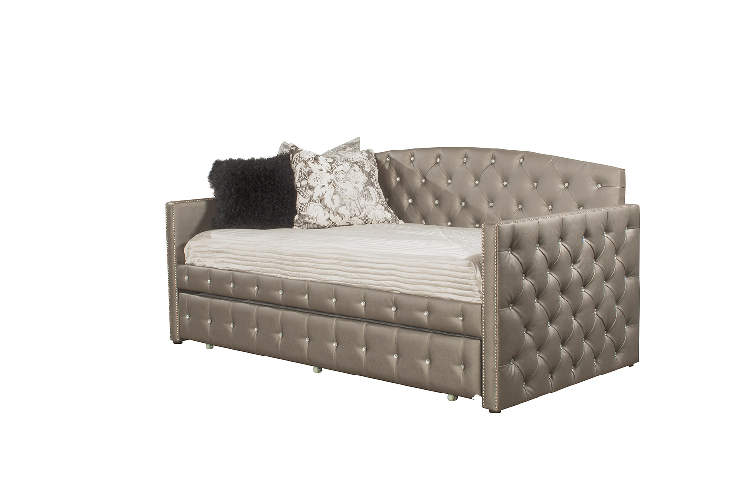 Hillsdale Memphis Daybed with Trundle - Diva Pewter Faux Leather