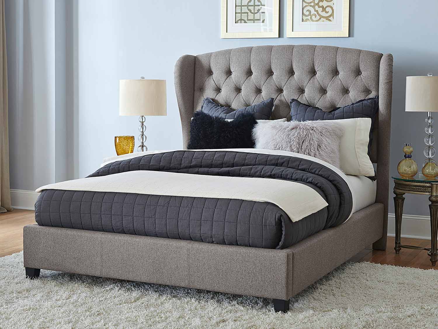 Hillsdale Bromley Upholstered Bed - Orly Gray Fabric