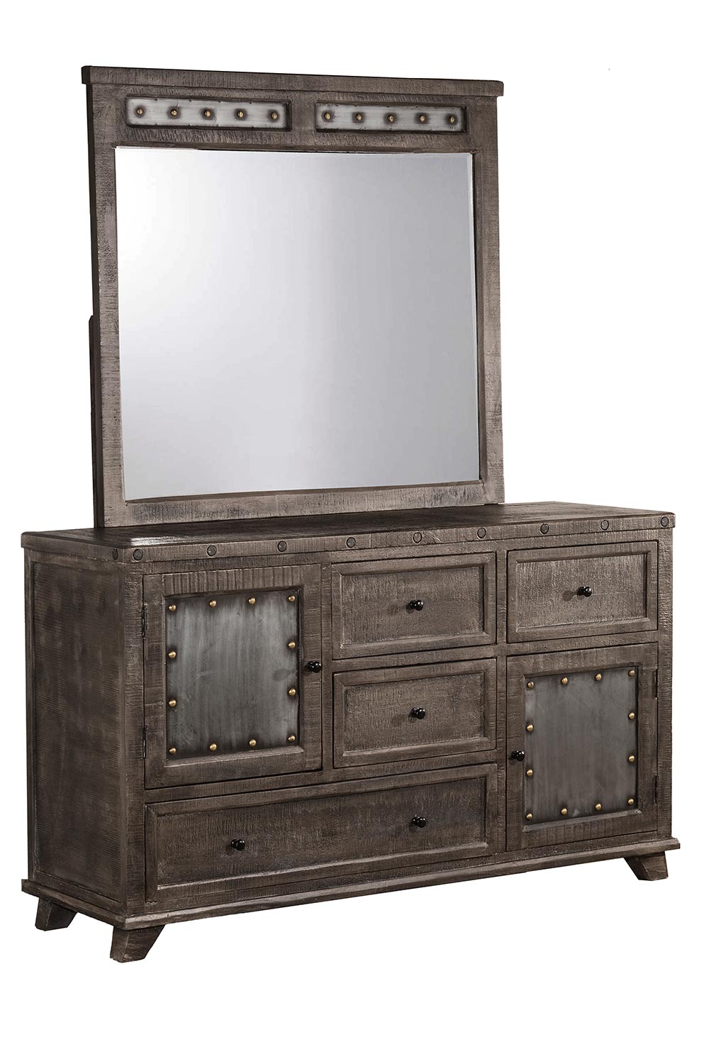 Hillsdale Bolt Dresser and Mirror - Light Graywash