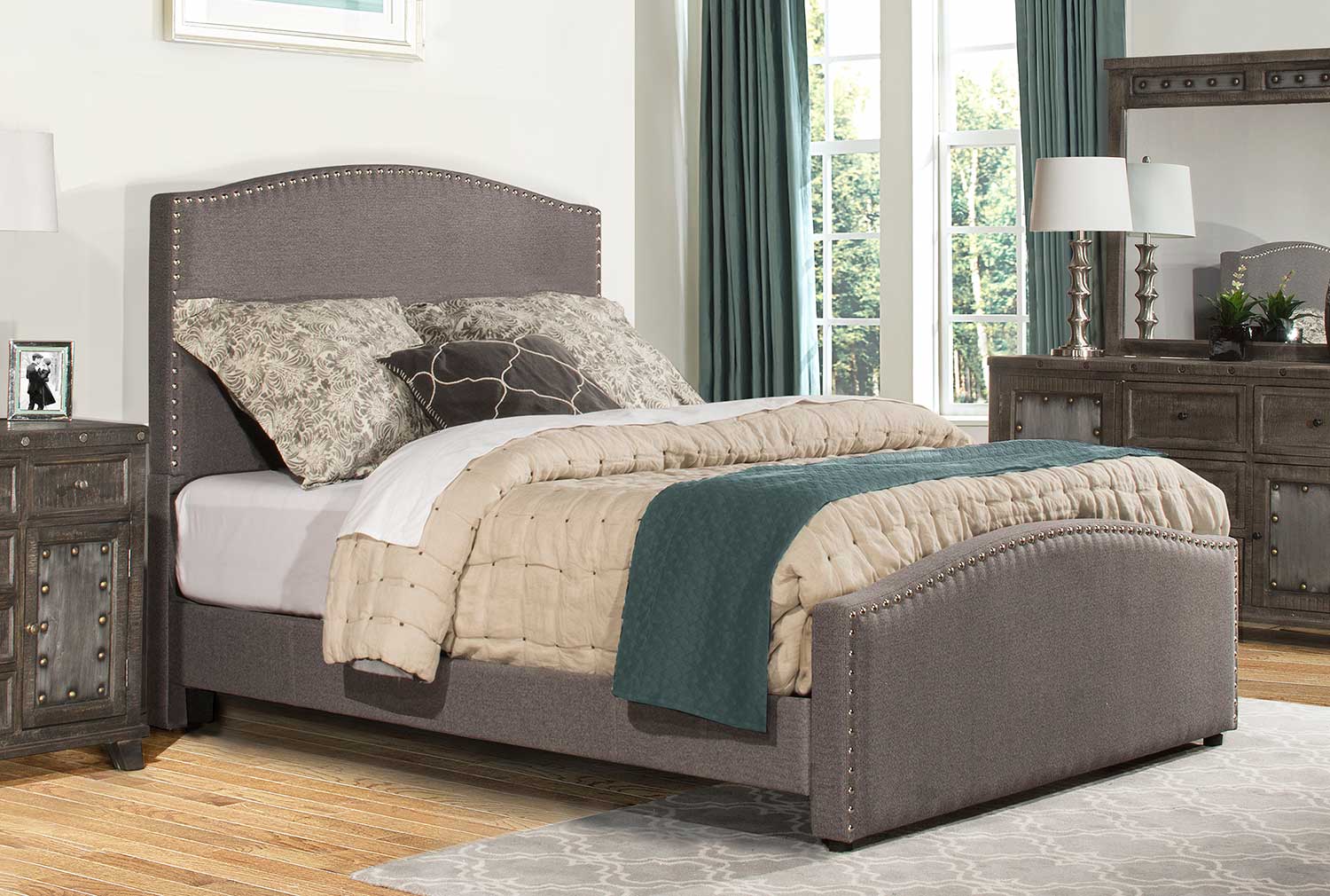 Hillsdale Kerstein Bed - Orly Gray Fabric