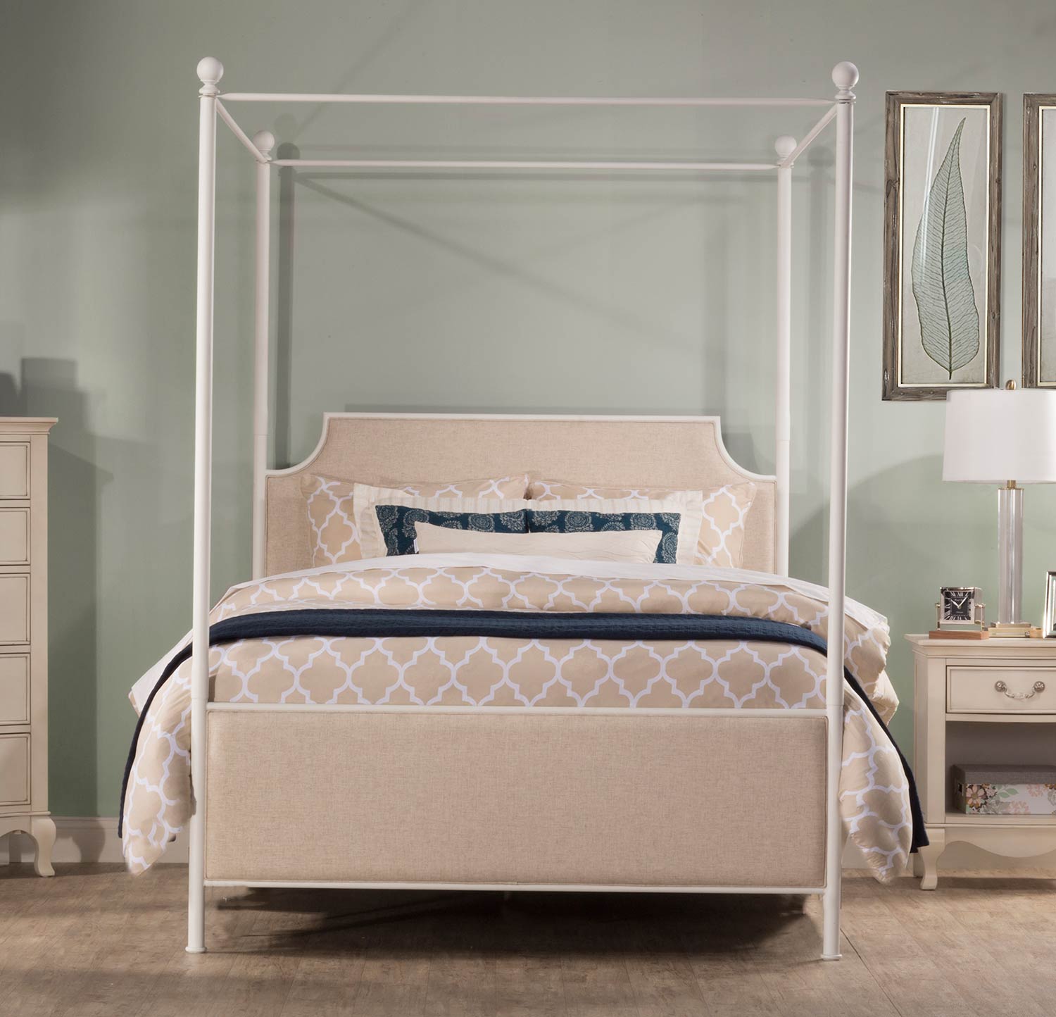 Hillsdale McArthur Canopy Bed - Off-White - Oatmeal Linen Fabric