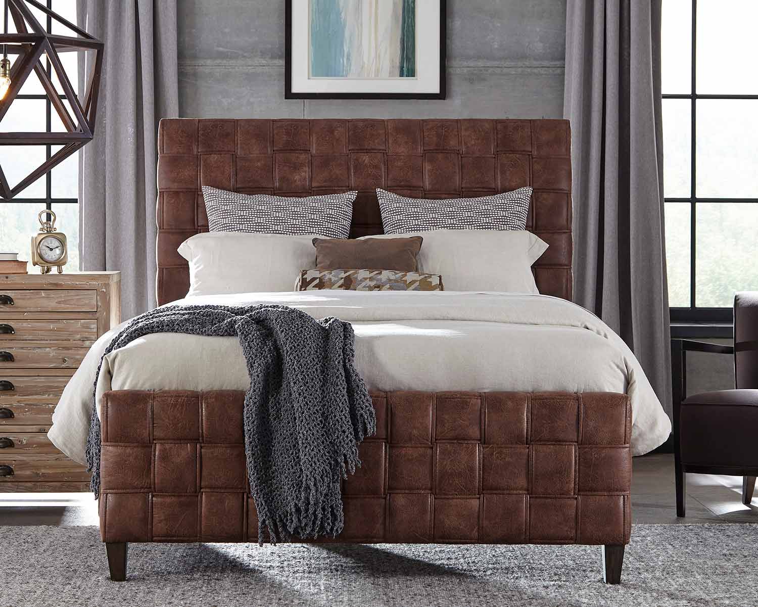 Hillsdale Riley Upholstered Bed - Light Brown Leatherette