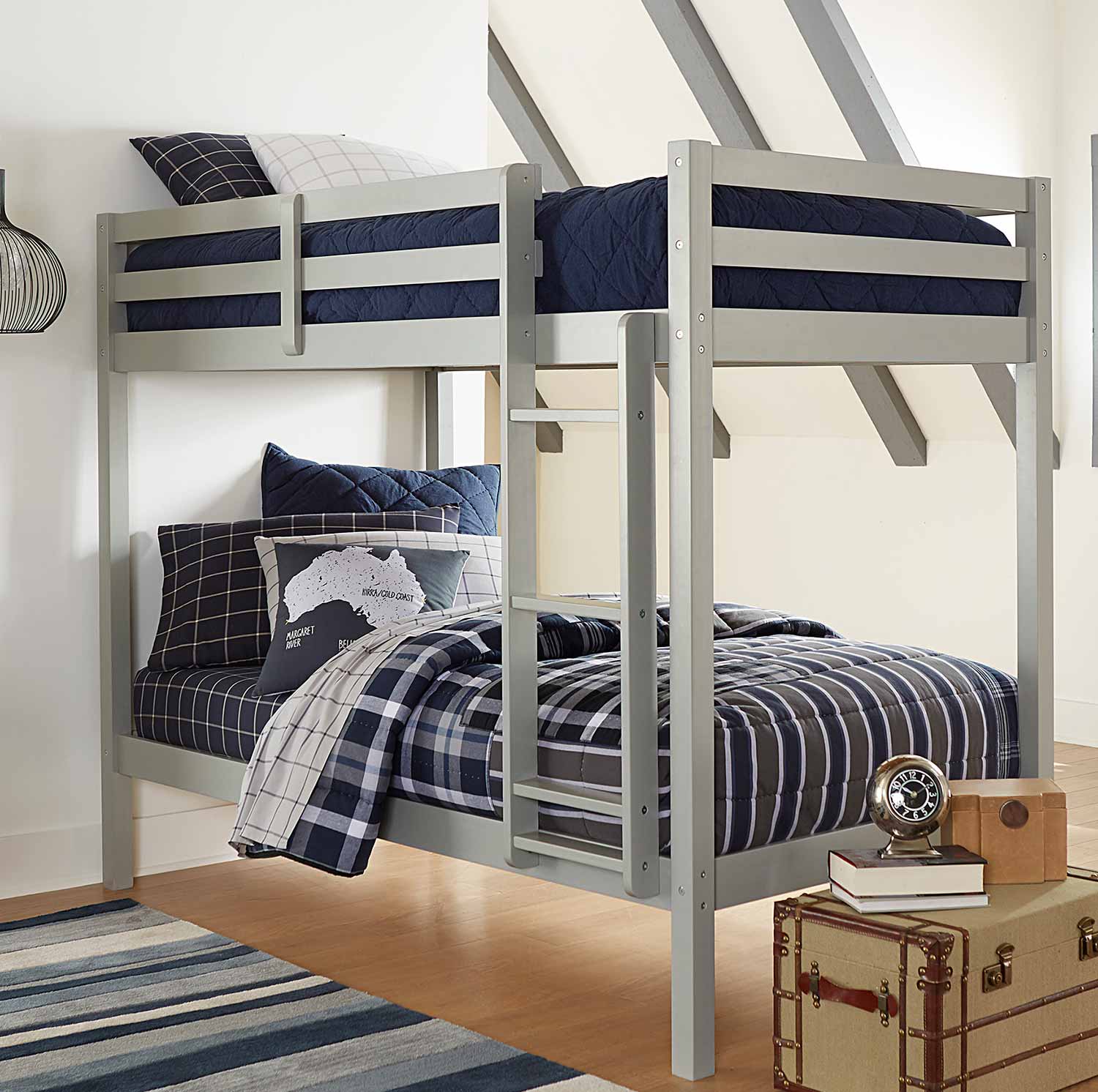 Hillsdale Caspian Twin Over Twin Bunk Bed - Gray