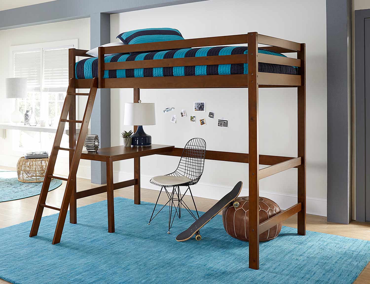 Hillsdale Caspian Twin Study Loft Bed - Walnut