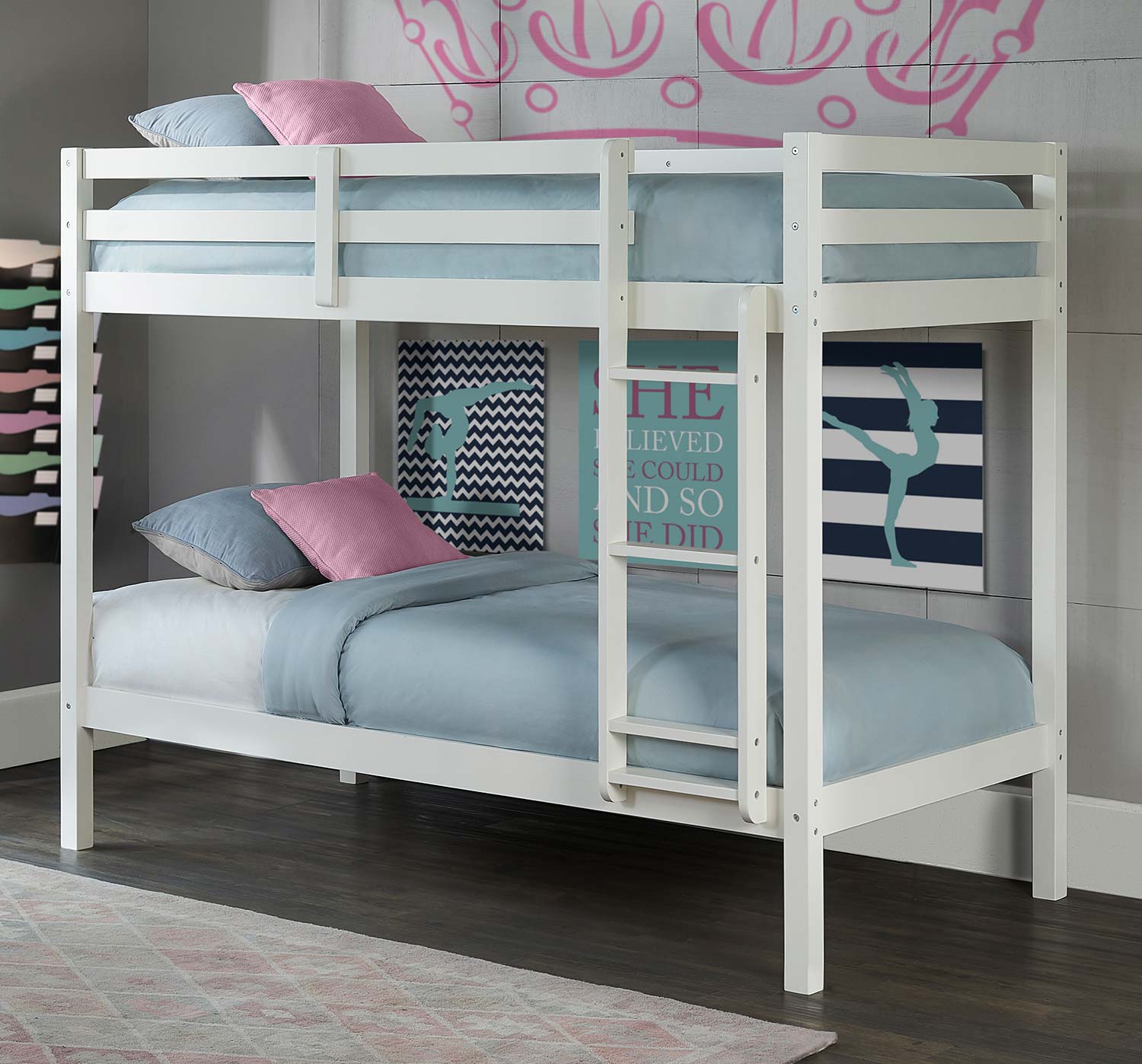 Hillsdale Caspian Twin Over Twin Bunk Bed - White