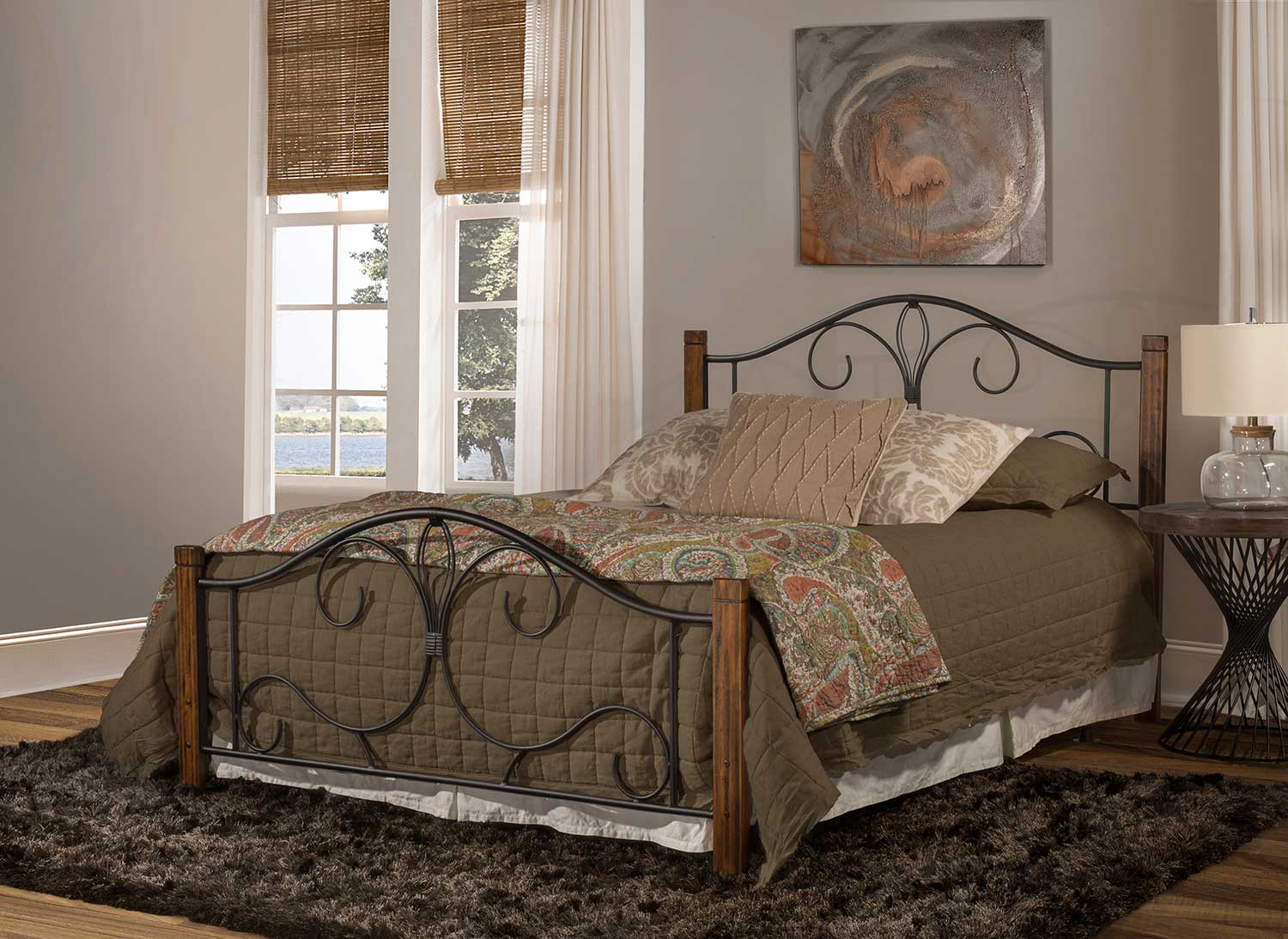 Hillsdale Destin Bed - Black/Brushed Oak