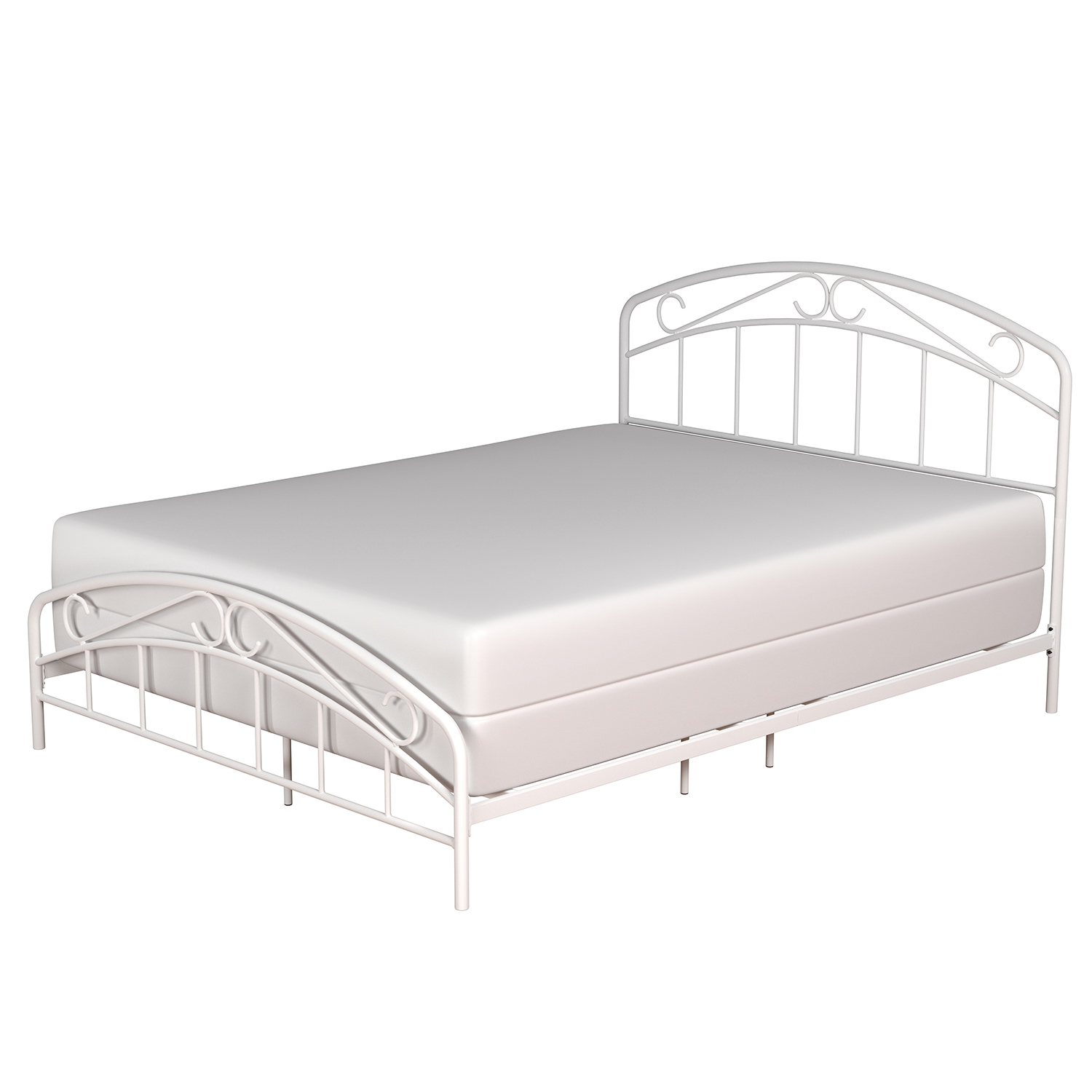 Hillsdale Jolie Metal Bed with Arched Scroll Design - Textured White