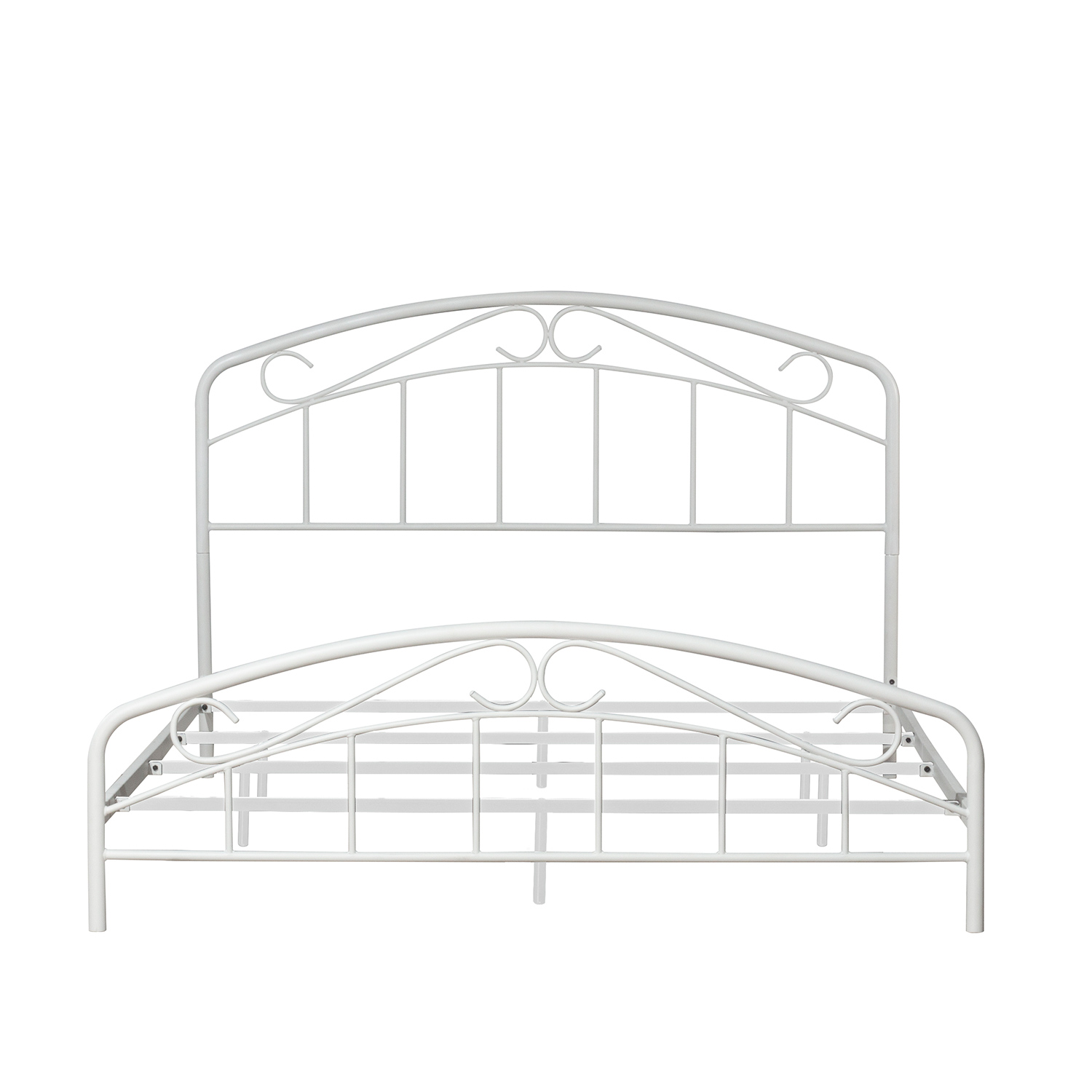 Hillsdale Jolie Metal Bed with Arched Scroll Design - Textured White