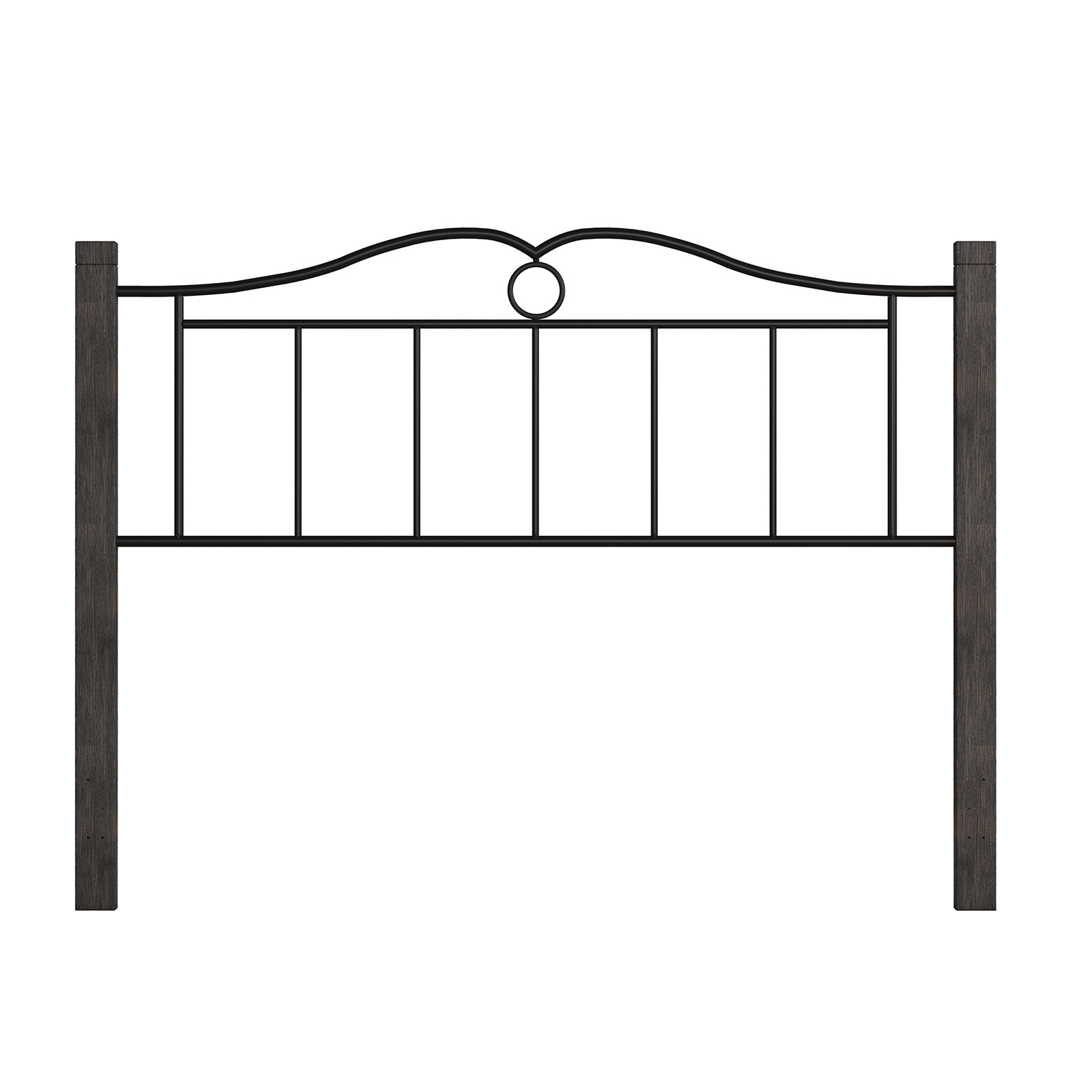 Hillsdale Dumont Metal Headboard with Double Arched Scroll Design - Textured Black/Brushed Charcoal