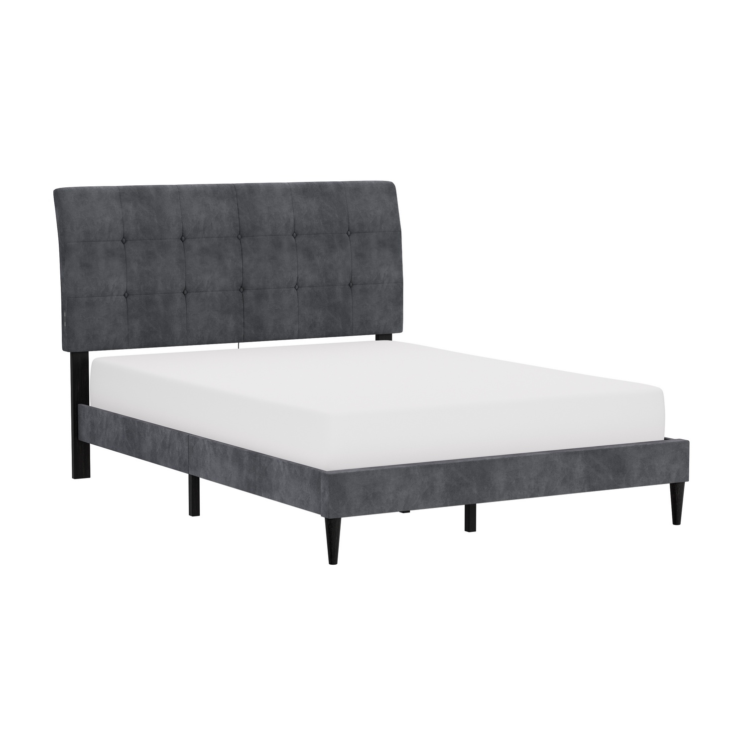 Hillsdale Blakely Button Tufted Upholstered Platform Bed with 2 Dual USB Ports - Dark Gray