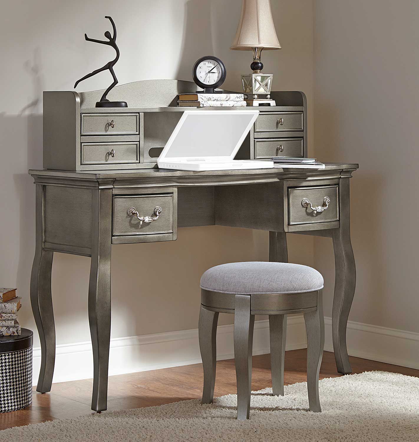 NE Kids Kensington Writing Desk with Hutch and Stool - Antique Silver ...