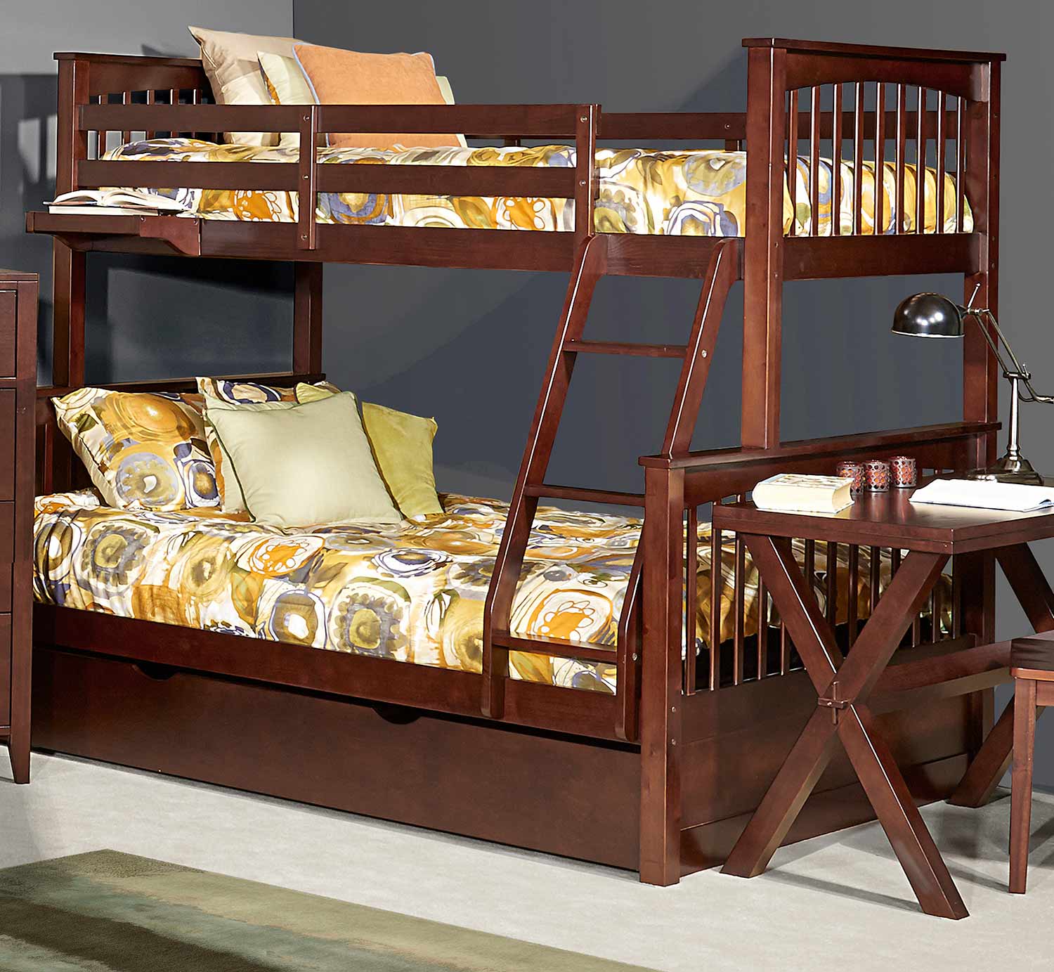 NE Kids Pulse Twin Over Full Bunk With Trundle - Chocolate