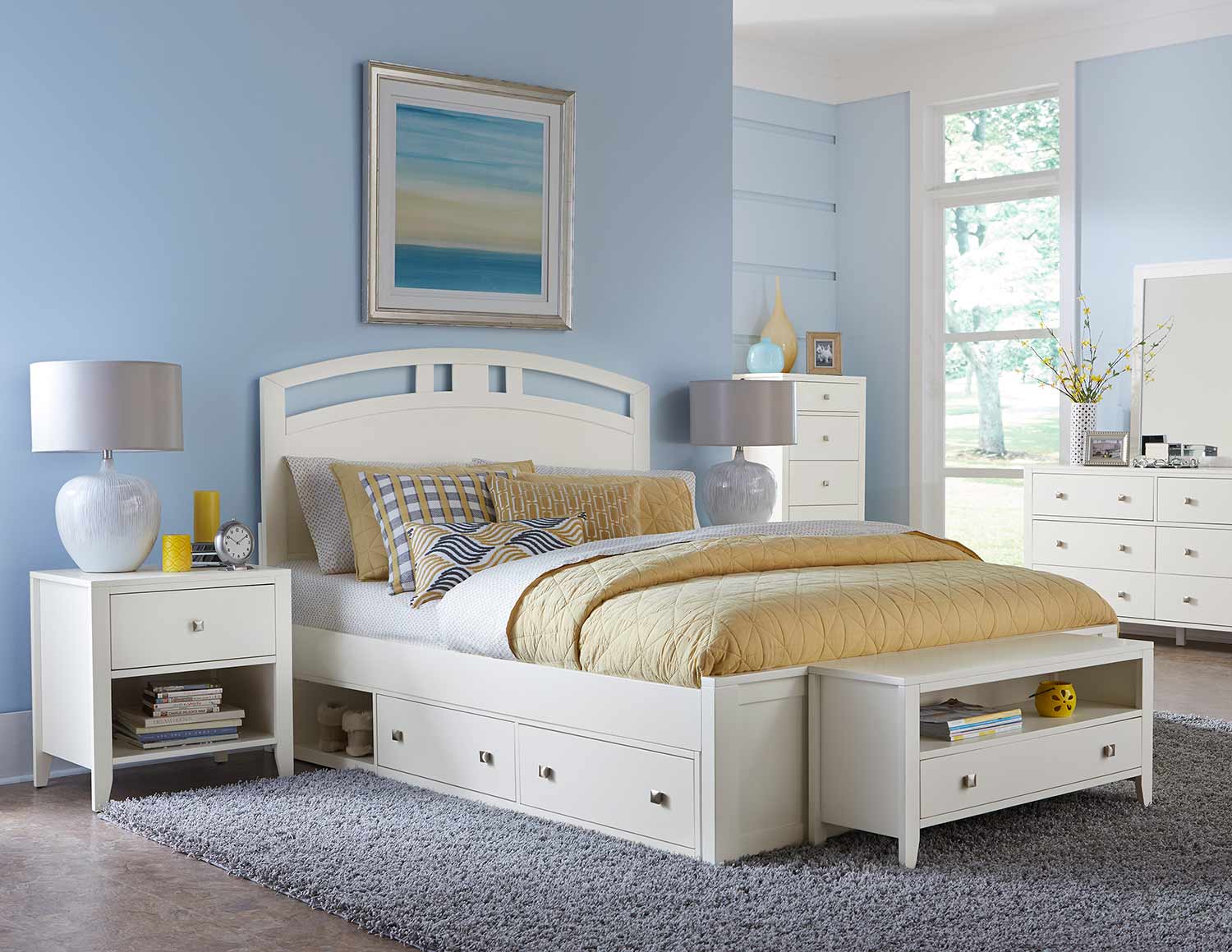 NE Kids Pulse Arch Bedroom Set With Storage - White