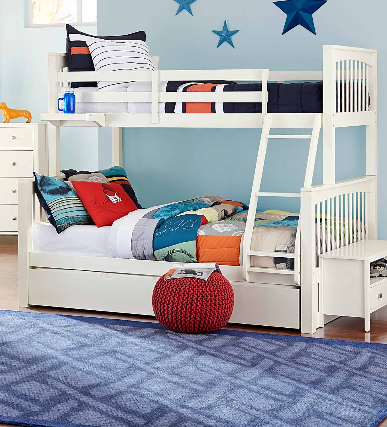 NE Kids Pulse Twin Over Full Bunk With Trundle - White