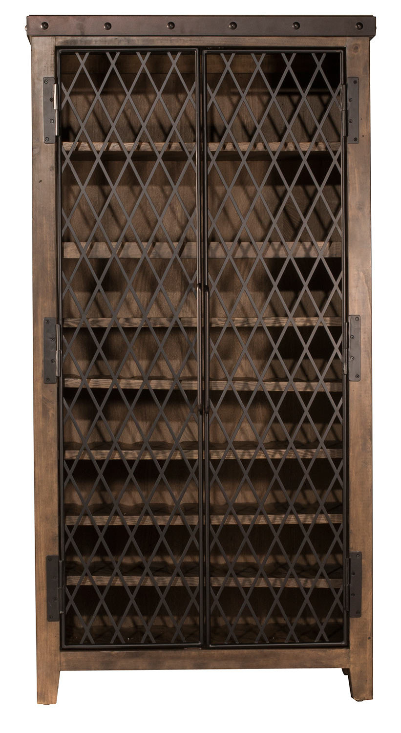 Hillsdale Jennings Tall Wine Cabinet - Walnut Wood/Brown Metal