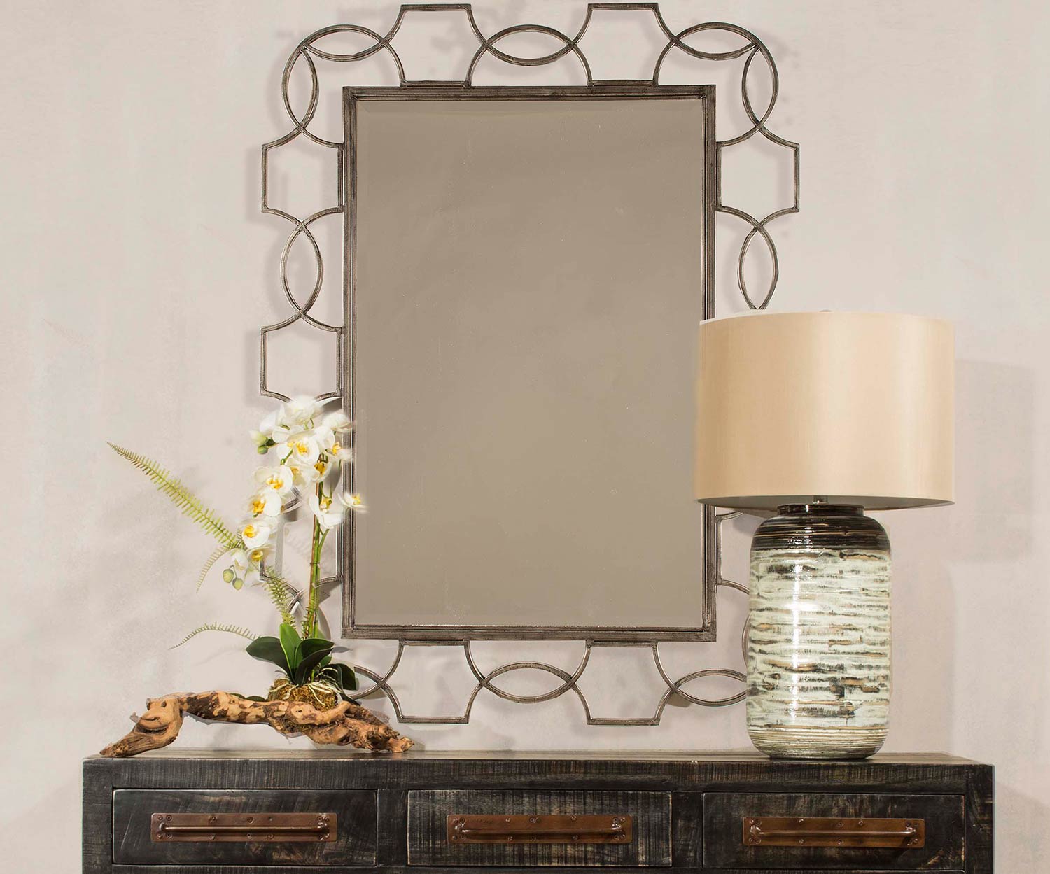 Hillsdale Rectangle Scroll Mirror - Distressed Gray