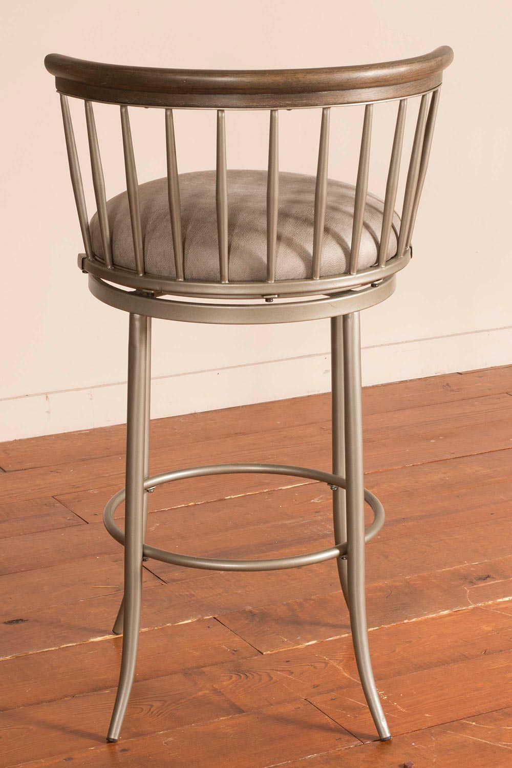Hillsdale Cortez Swivel Counter Stool - Pewter/Espresso - Gray Faux Leather