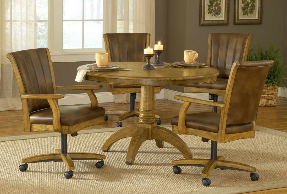 Hillsdale Grand Bay Round Dining Set with Caster Chair - Oak Hillsdale Grand Bay Round Dining Set with Caster Chair - Oak