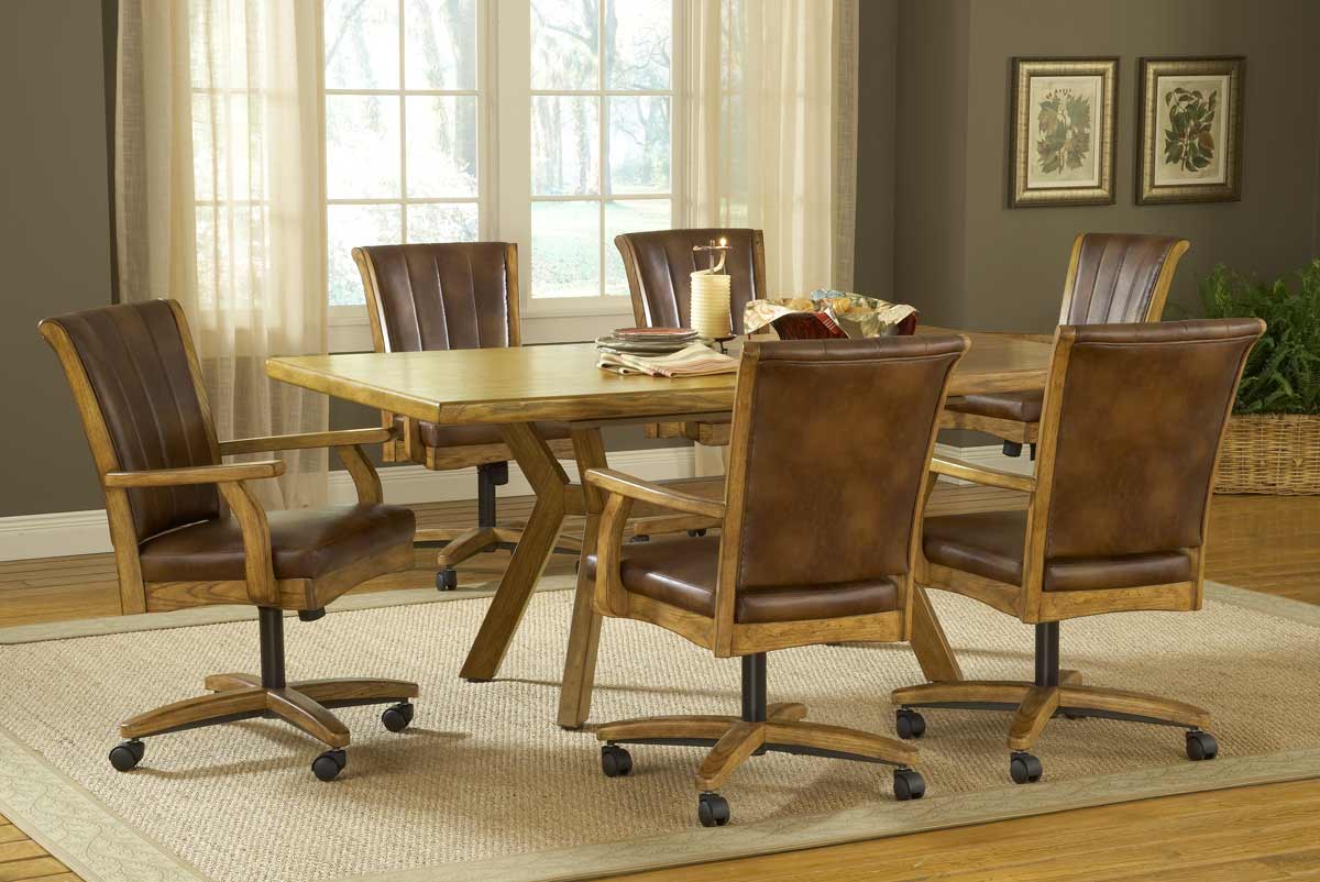 Hillsdale Grand Bay Rectangle Dining Set with Caster Chair - Oak Hillsdale Grand Bay Rectangle Dining Set with Caster Chair - Oak