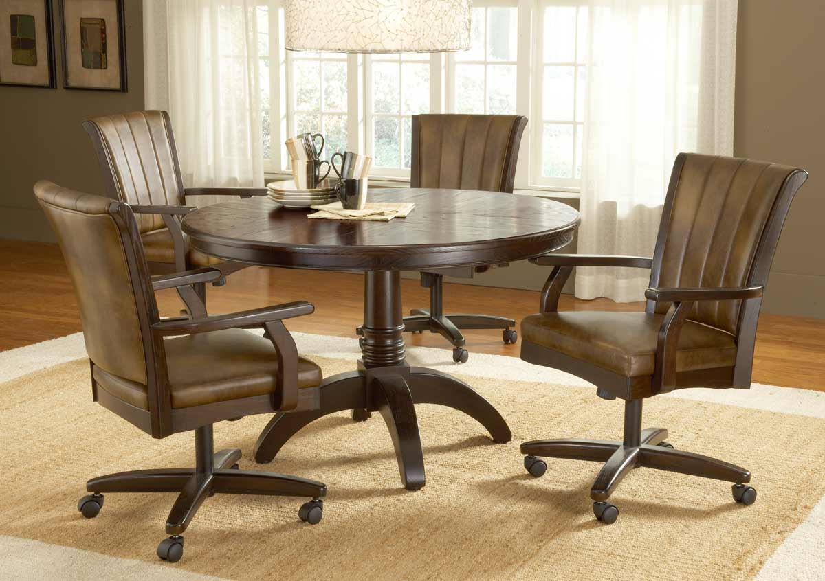 Hillsdale Grand Bay Round Dining Set with Caster Chair - Cherry Hillsdale Grand Bay Round Dining Set with Caster Chair - Cherry