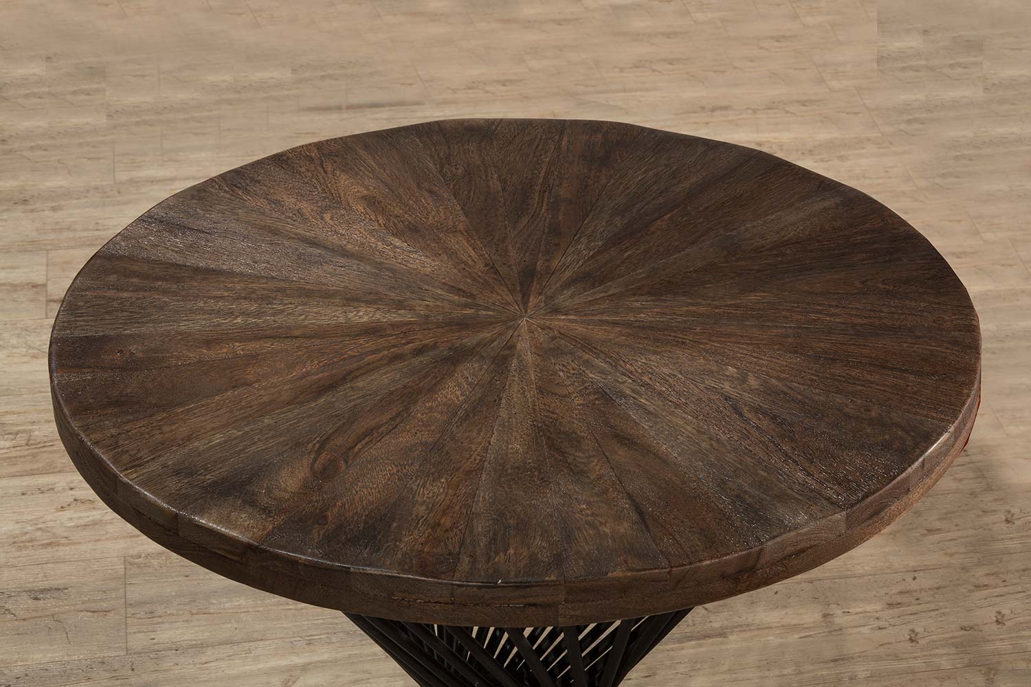 Hillsdale Kanister End Table - Walnut Wood/Dark Pewter Metal