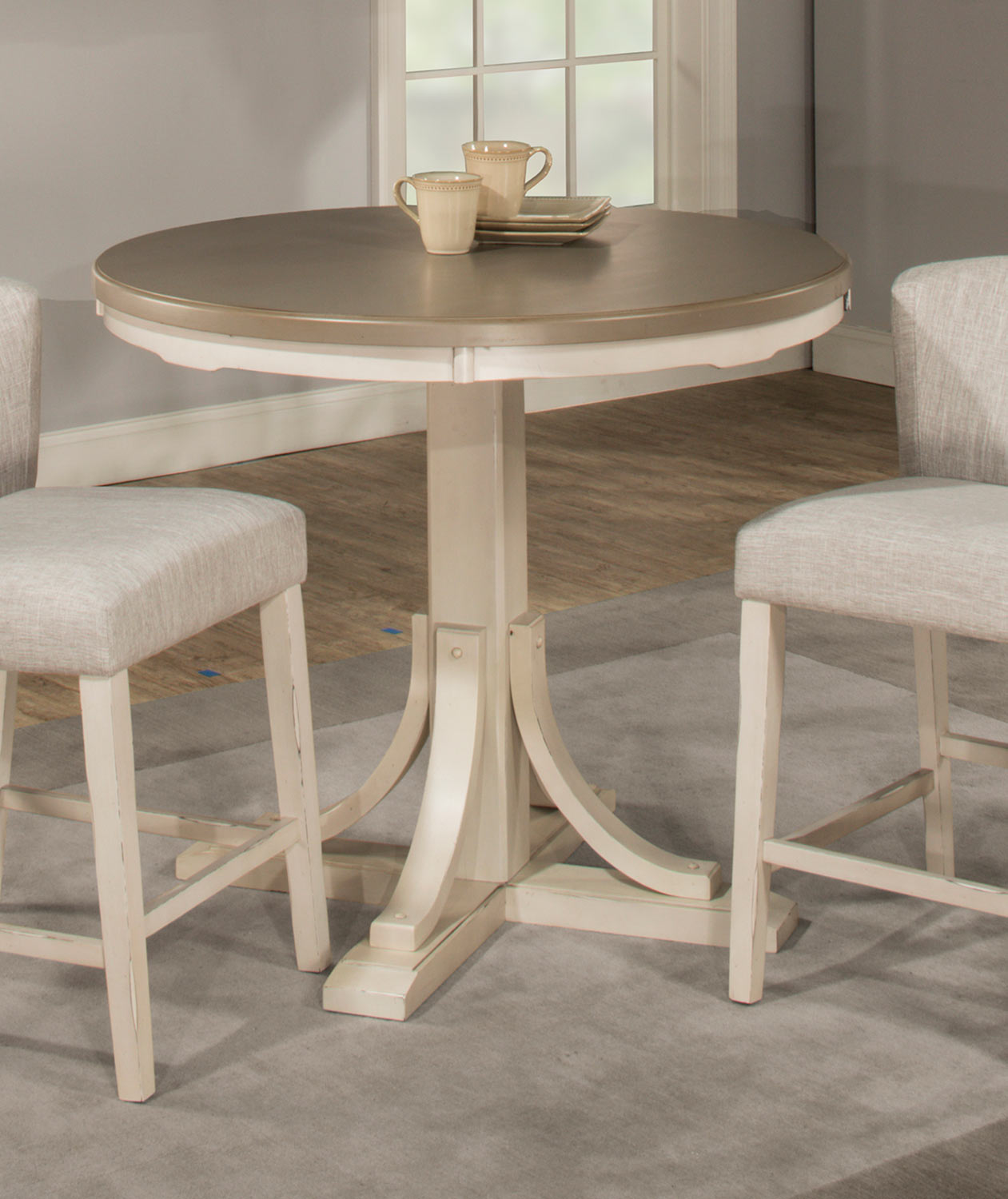 Hillsdale Clarion Round Counter Height Dining Table - Gray/White
