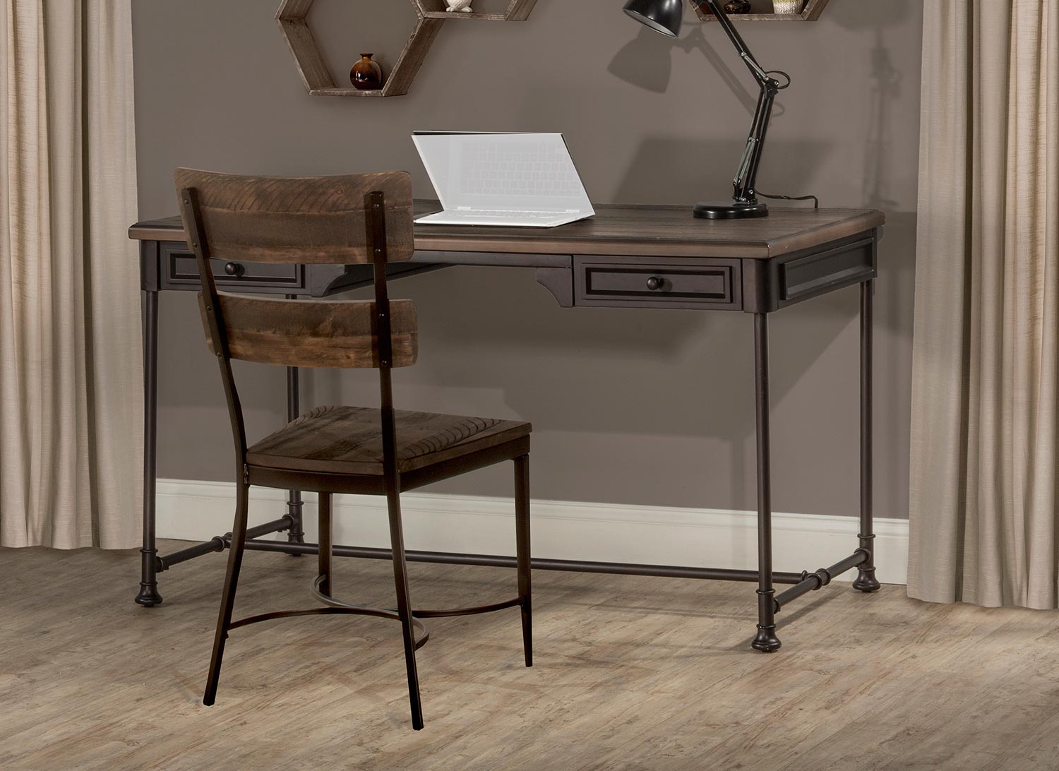 Hillsdale Casselberry Desk and Chair Set - Walnut/Brown