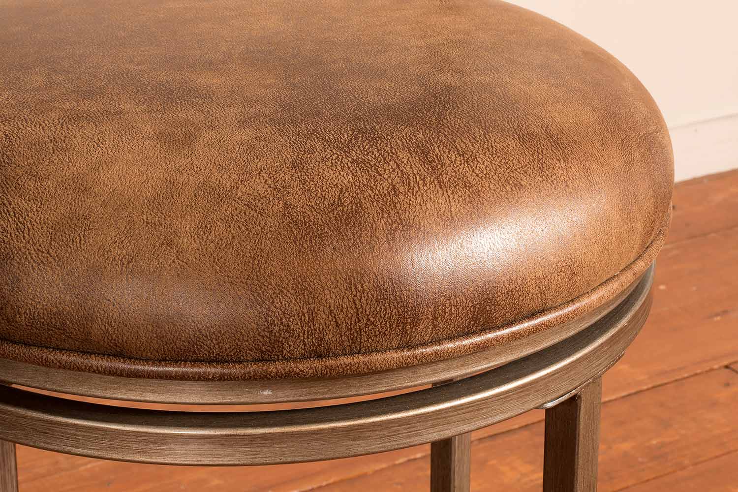 Hillsdale Grant Swivel Bar Stool - Bronze Pewter - Walnut Faux Leather