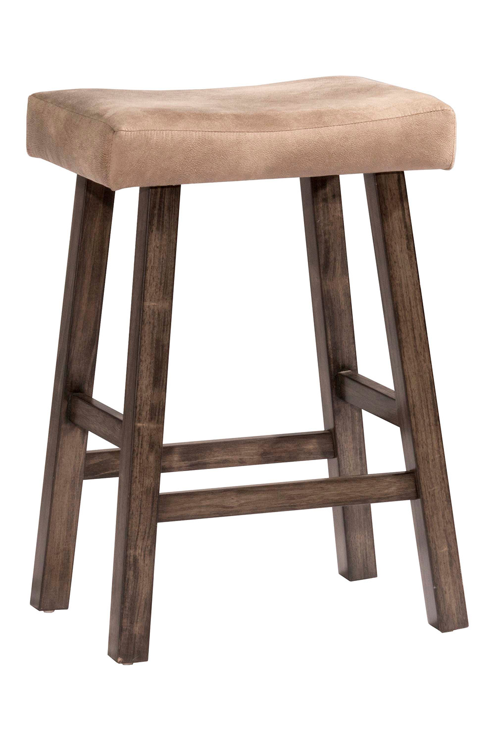 Hillsdale Saddle Non-Swivel Backless Counter Stool - Rustic Gray - Taupe Faux Leather