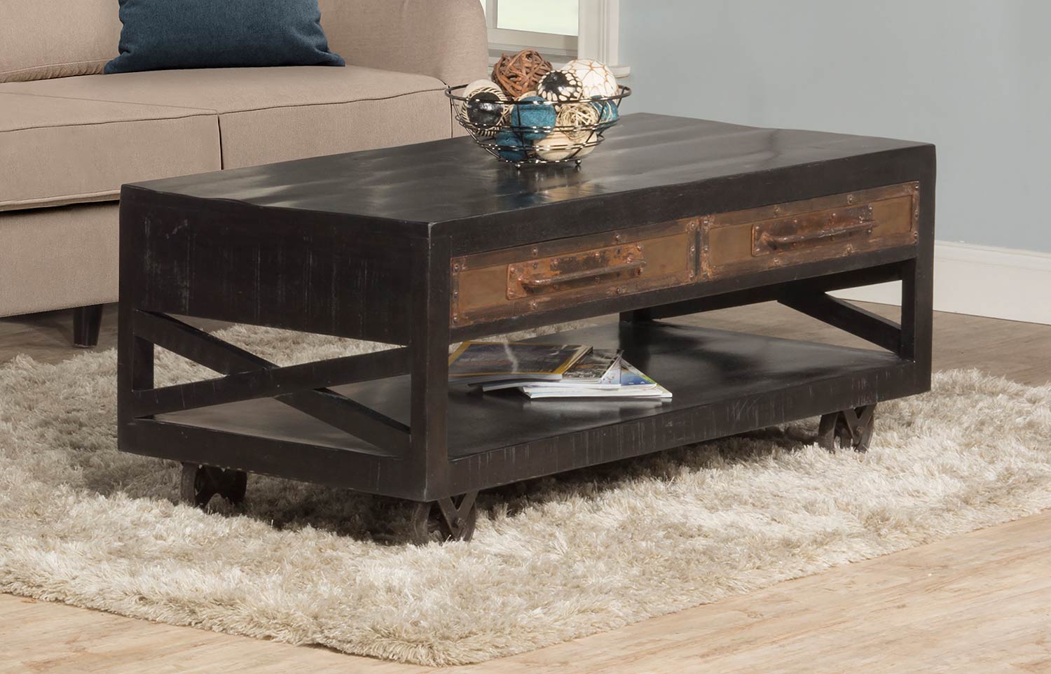 Hillsdale Bridgewater Coffee Table with Casters - Rubbed Black