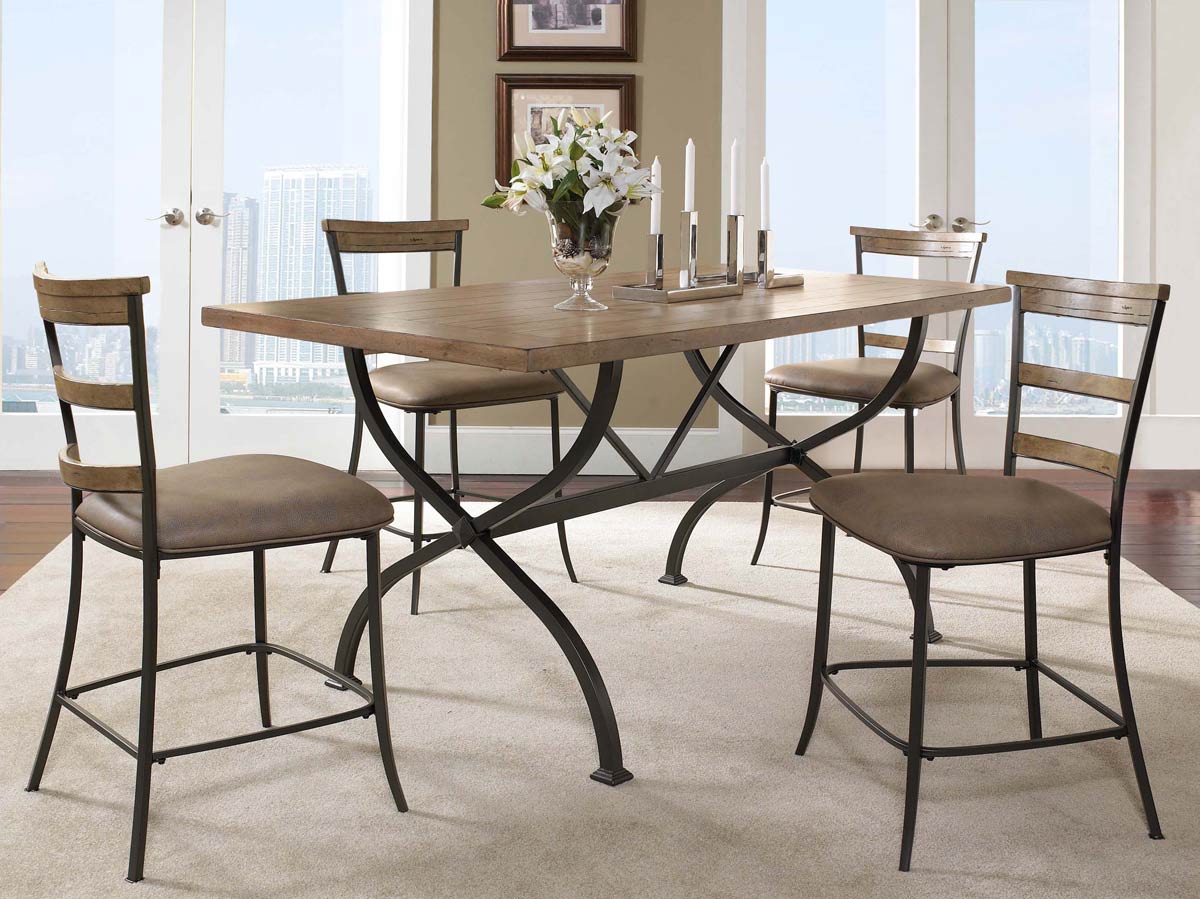 Hillsdale Charleston Rectangular Counter Height Dining Set With Ladder Back Stool
