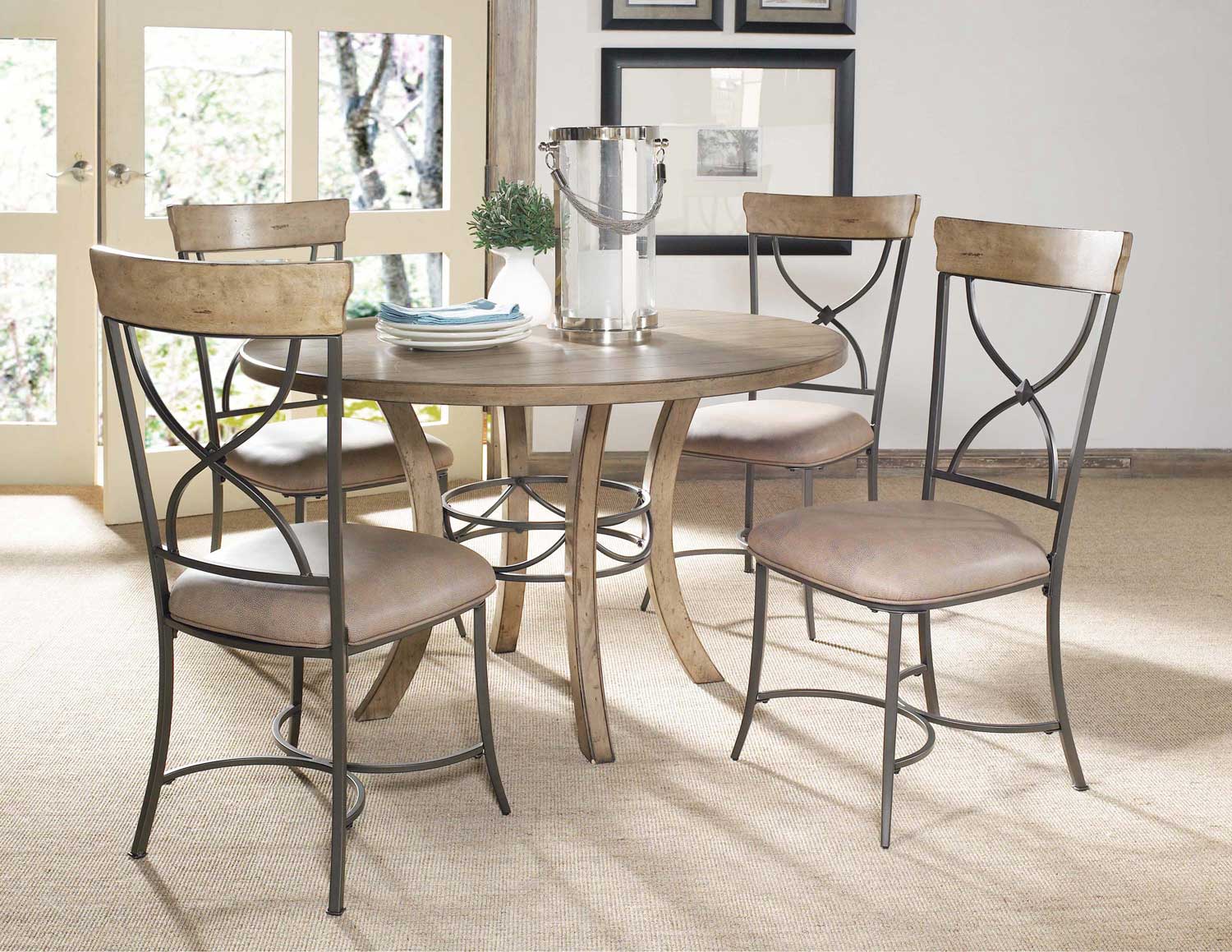Hillsdale Charleston Round Dining Set With X-Back Dining Chair