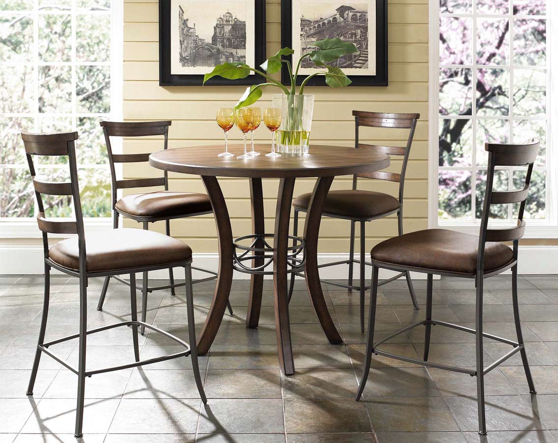 Hillsdale Cameron Counter Height Round Dining Set With Ladder Back Stool