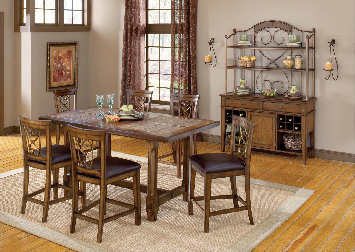 Hillsdale Villagio 7-Piece Counter Dining Set - Dark Chestnut