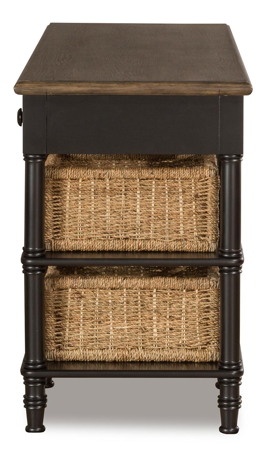 Hillsdale Seneca Desk with 4 Baskets - Waxed Black/Natural Seagrass