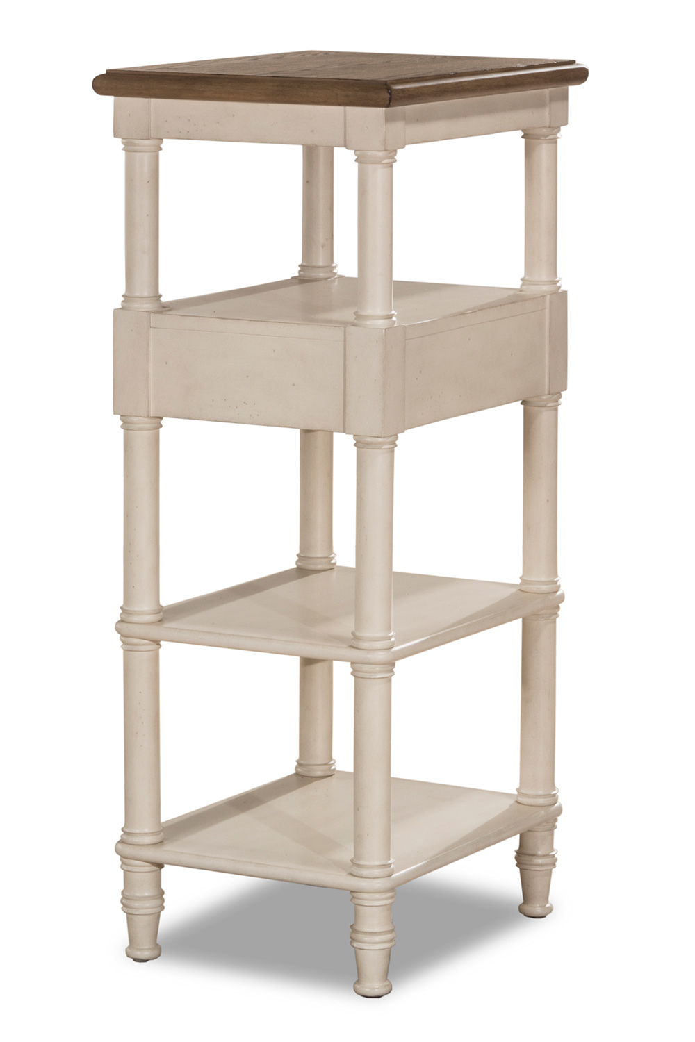 Hillsdale Seneca Tall Basket Stand with Middle Drawer - Driftwood/Sea White