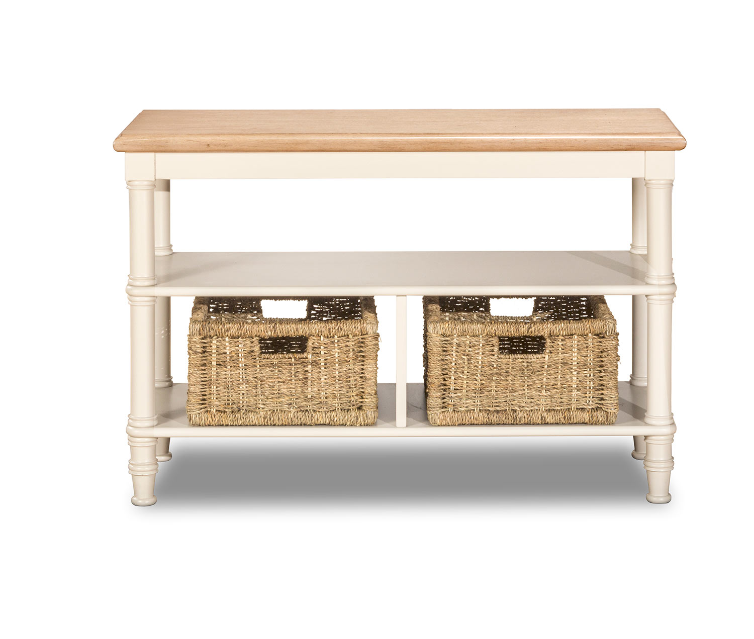 Hillsdale Seneca Basket Stand with 2 Baskets - Driftwood/Sea White/Natural Seagrass