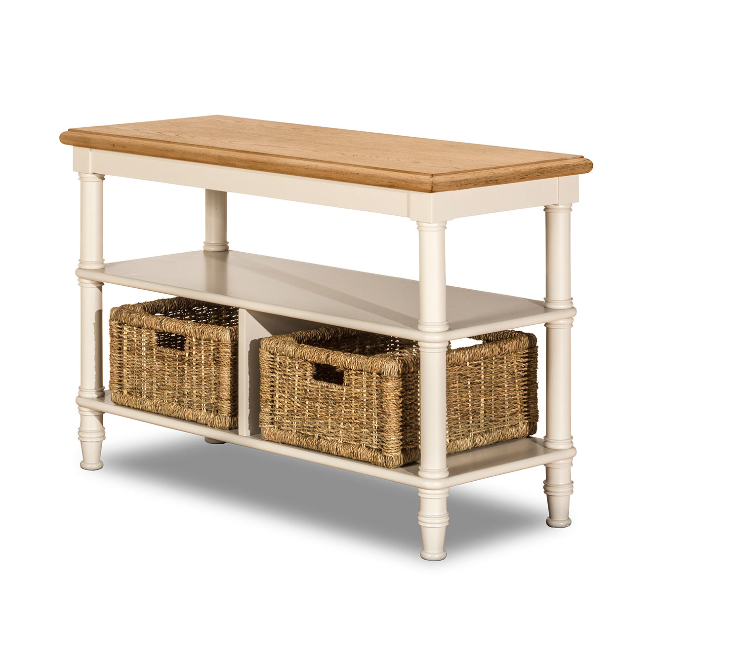 Hillsdale Seneca Basket Stand with 2 Baskets - Driftwood/Sea White/Natural Seagrass